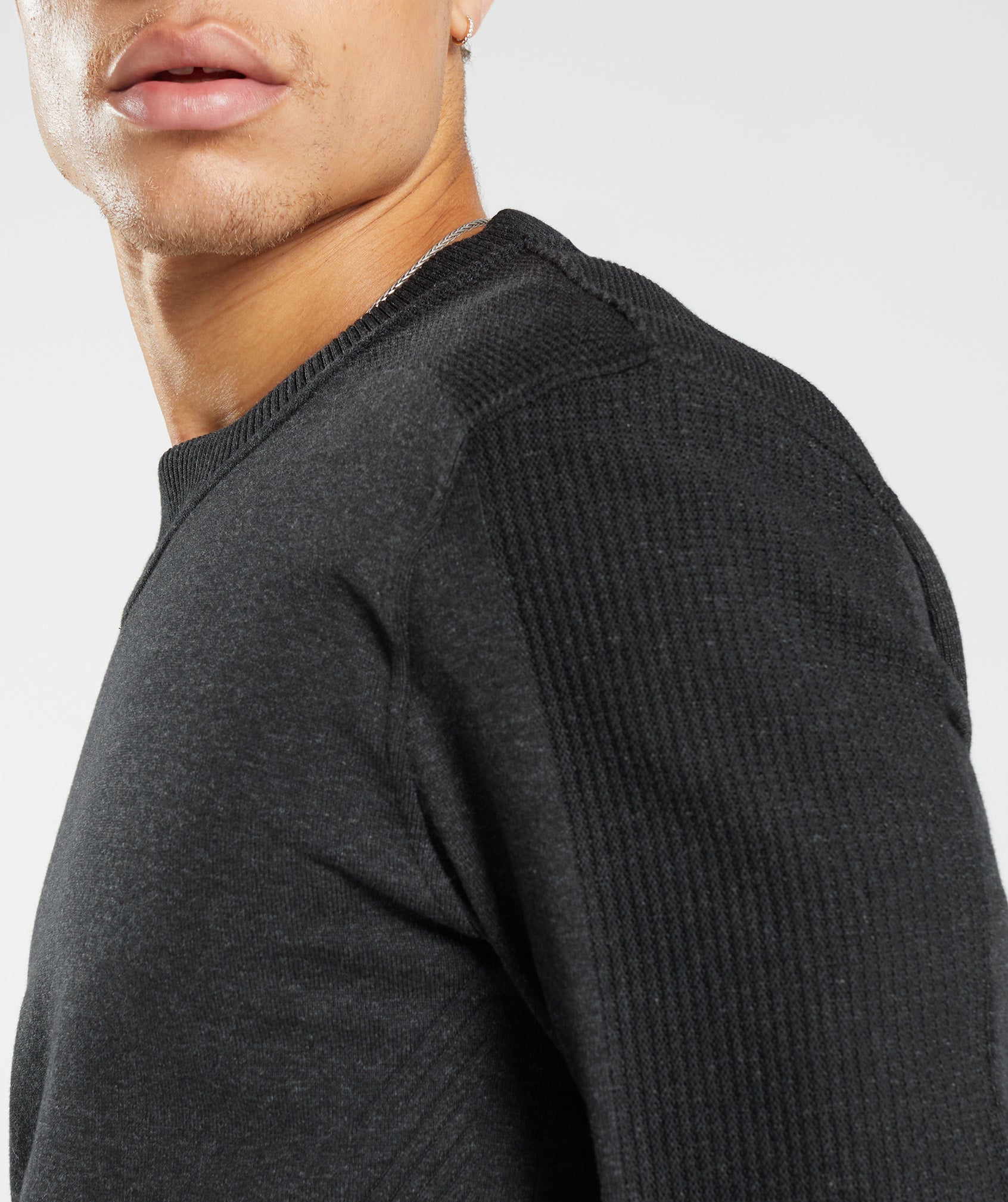 Black Men's Gymshark Retake Crew Tops | VHNBET-890