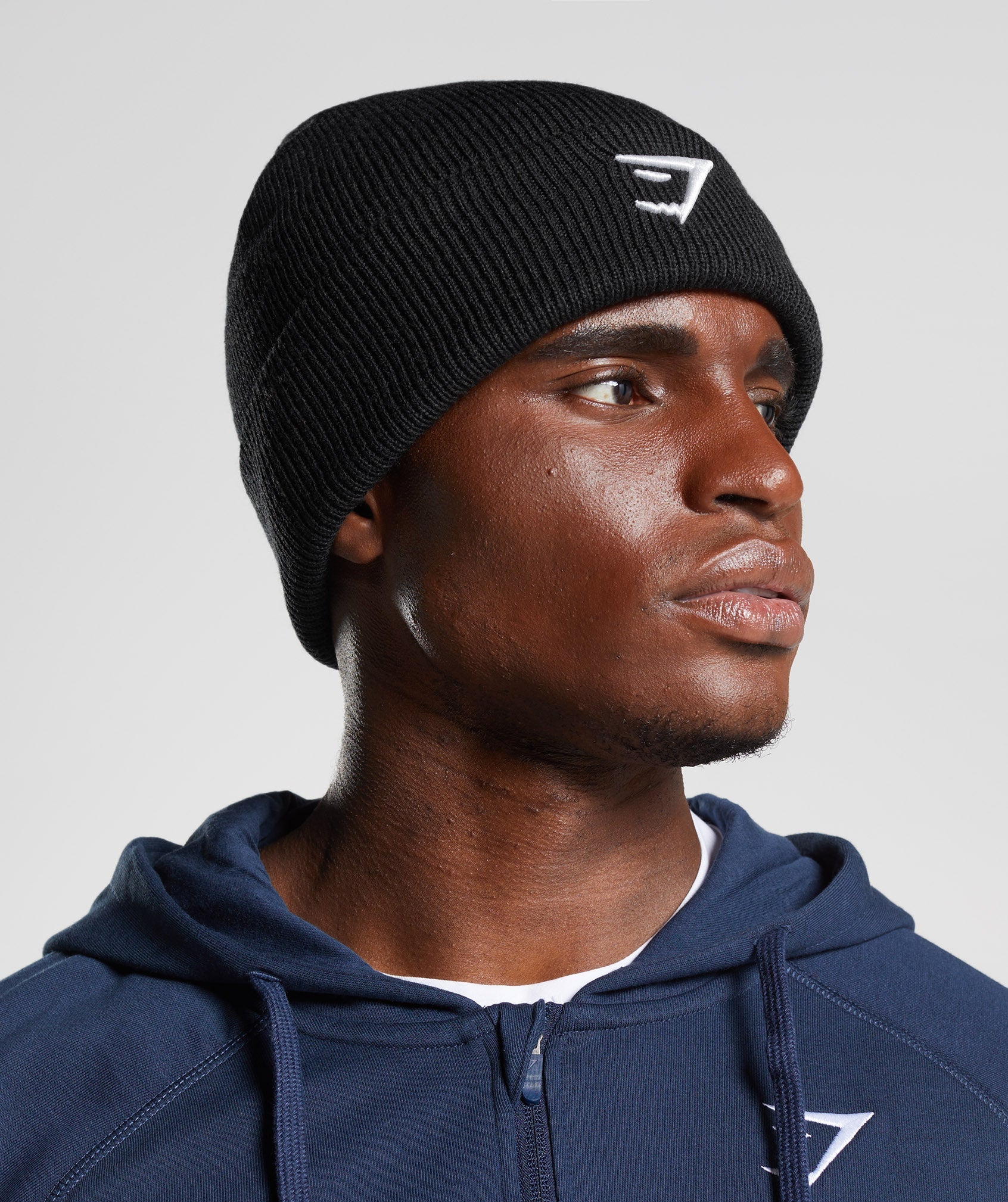 Black Men's Gymshark Sharkhead Beanie Hats | RIHAXS-628