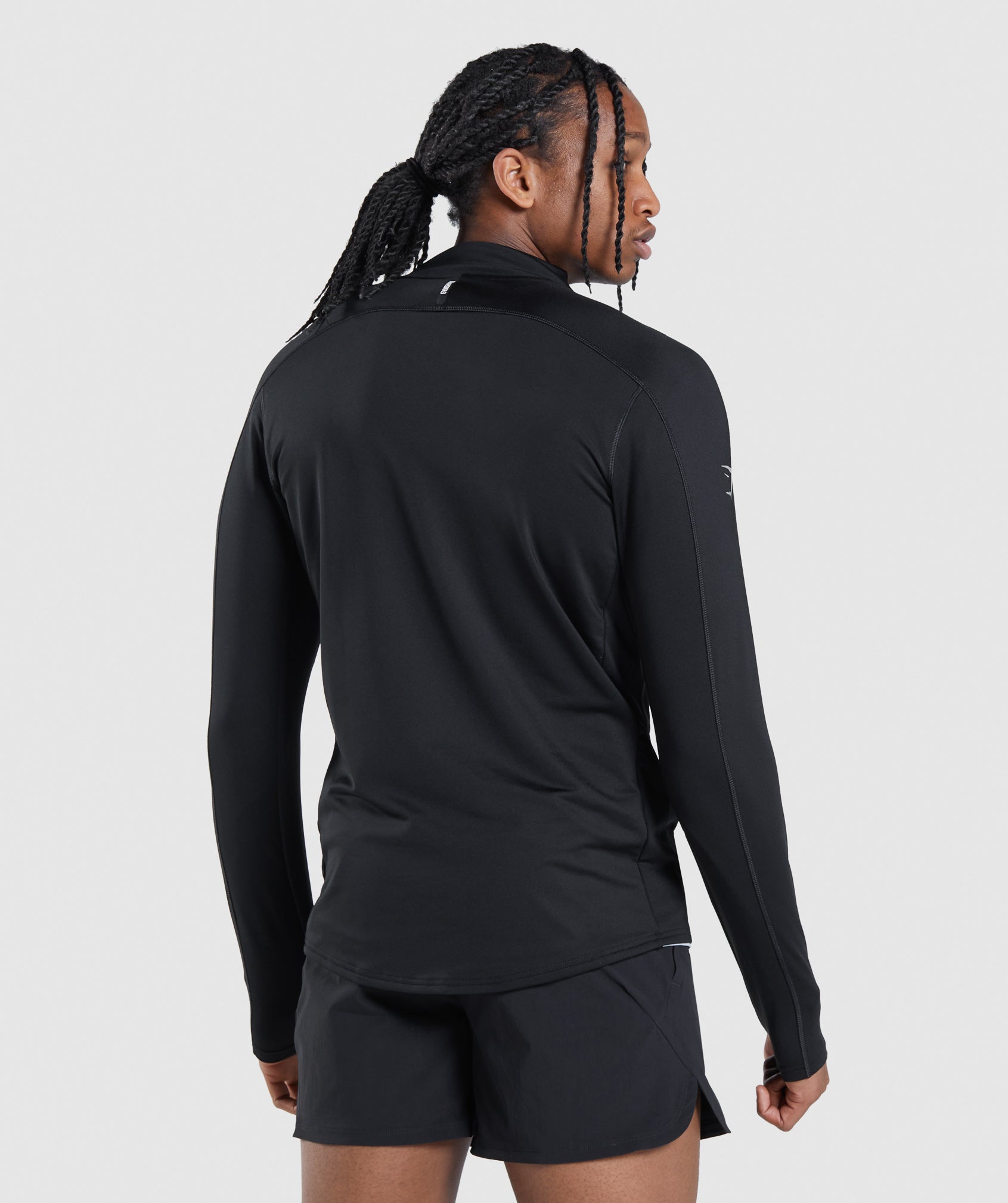 Black Men's Gymshark Speed Evolve 1/4 Zip Tops | FIJBRV-380