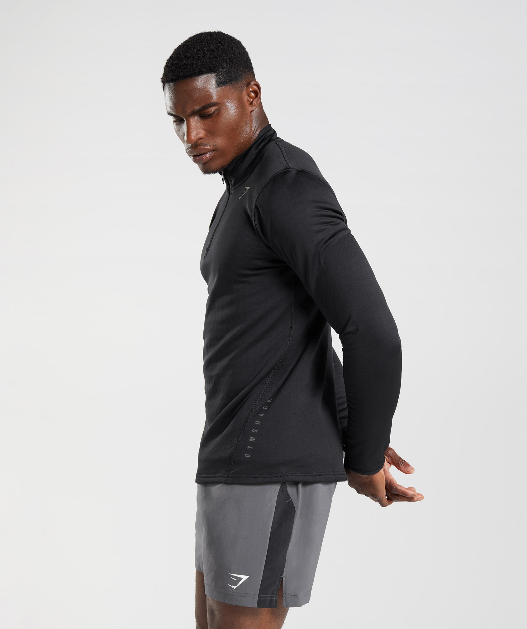 Black Men's Gymshark Sport 1/4 Zip Tops | GUJEMB-143