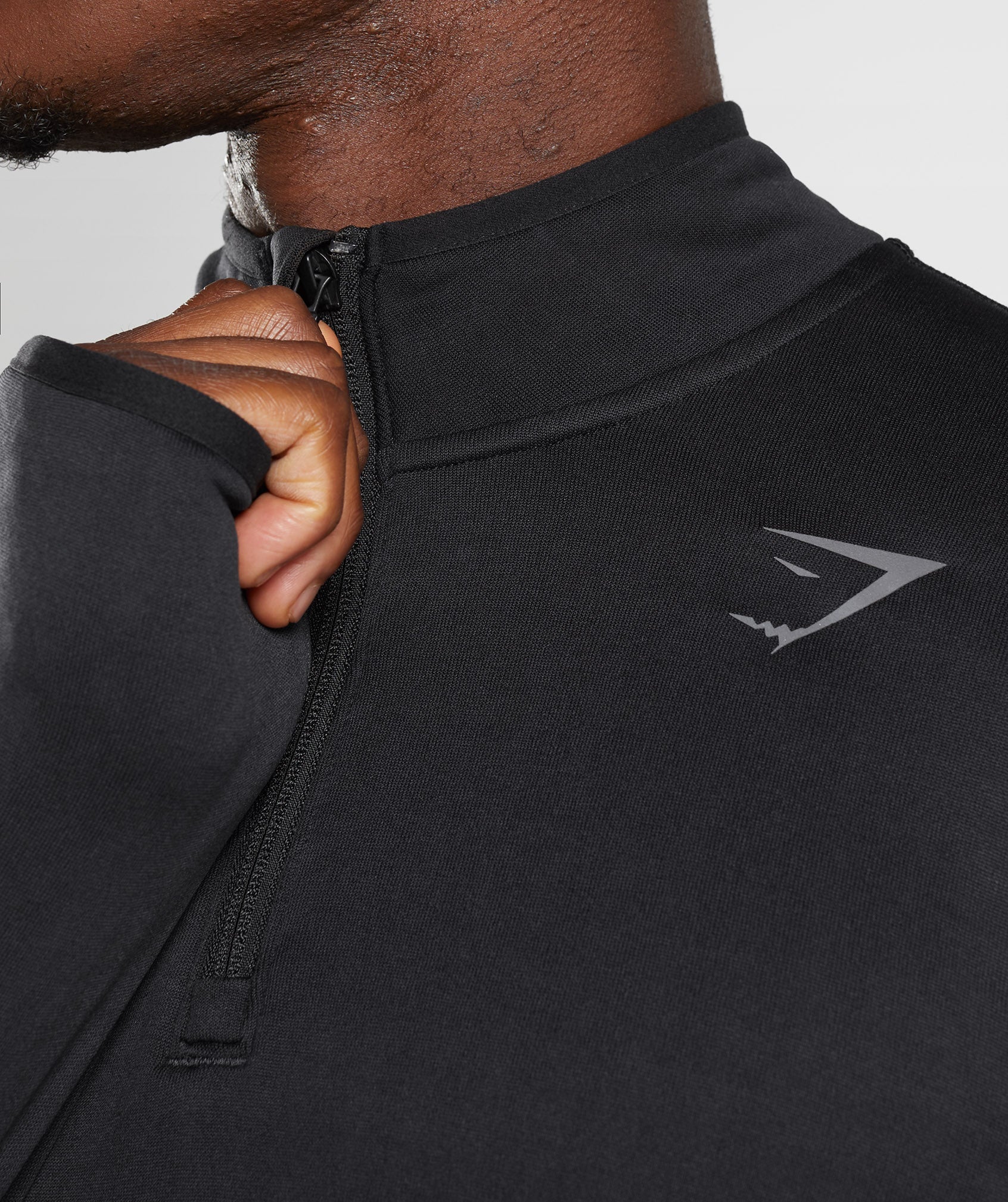 Black Men's Gymshark Sport 1/4 Zip Tops | GUJEMB-143