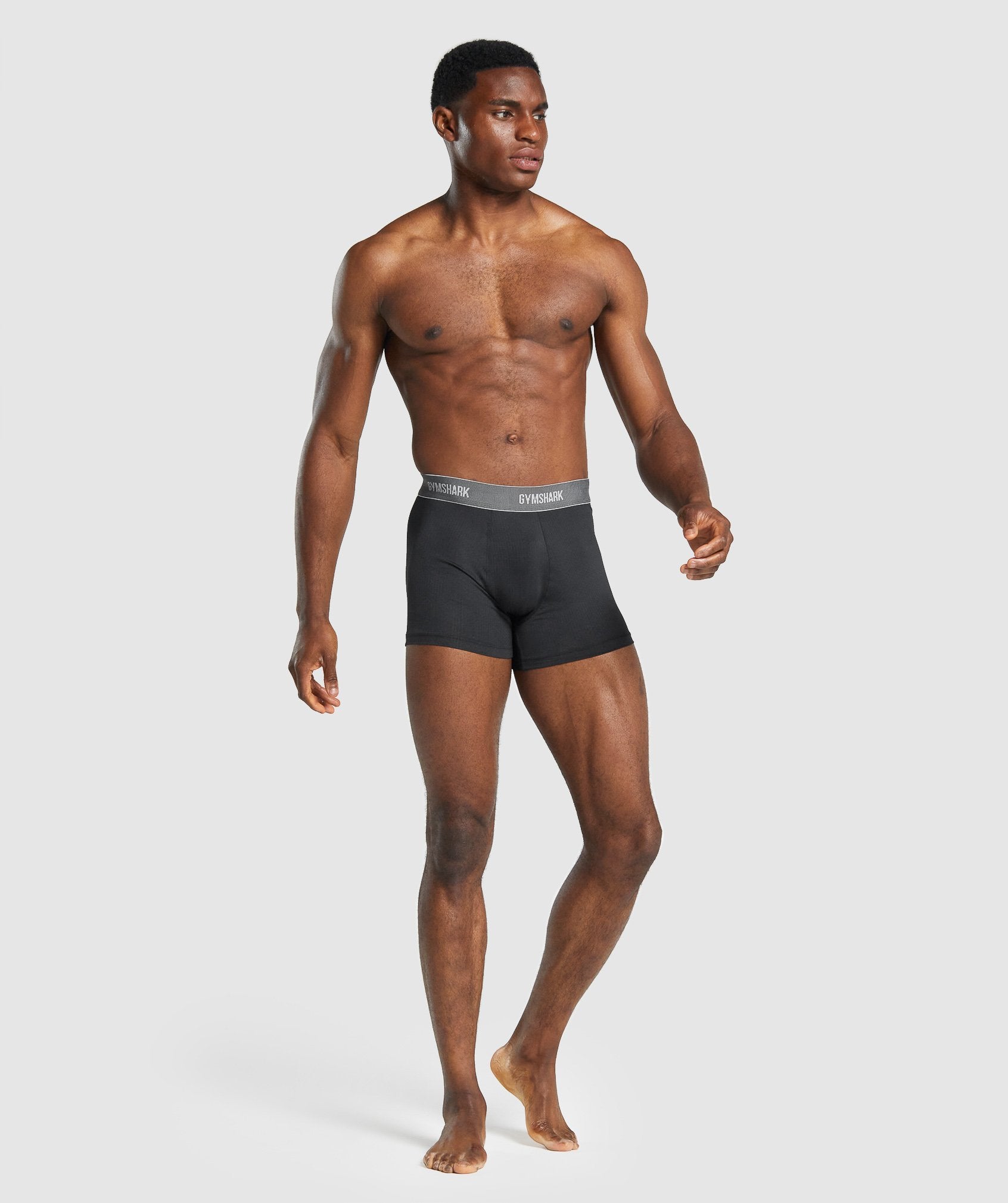 Black Men's Gymshark Sports Tech Boxers 2Pk Underwear | DWUJIX-402