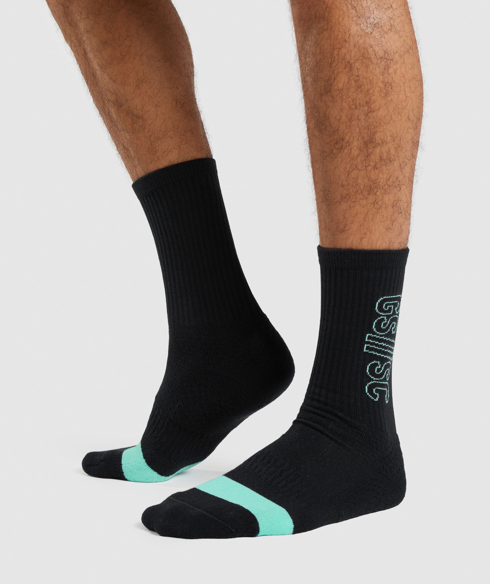 Black Men's Gymshark Steve Cook Crew Socks | VCLQGA-297