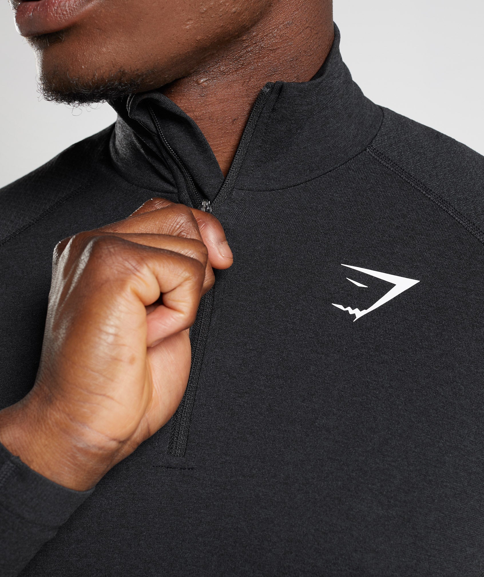 Black Men's Gymshark Vital 1/4 Zip Tops | UHLERX-103