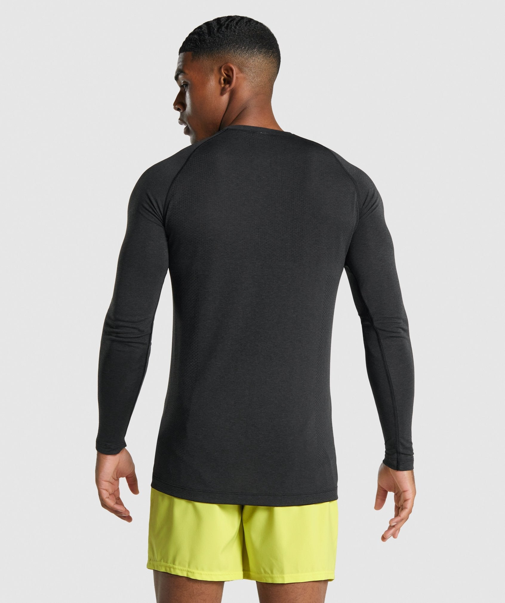 Black Men's Gymshark Vital Light Seamless Long Sleeve T Shirts | OFLZHB-348