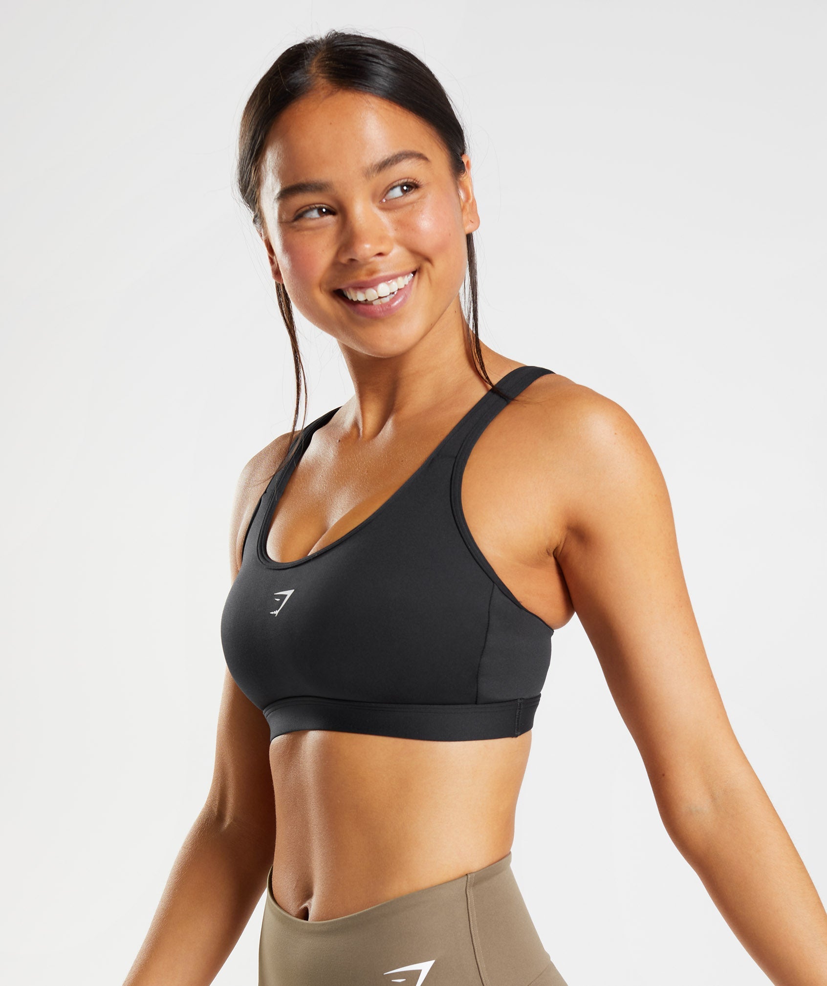 Black / White Women's Gymshark Fraction Sports Bra | MEDNRU-805