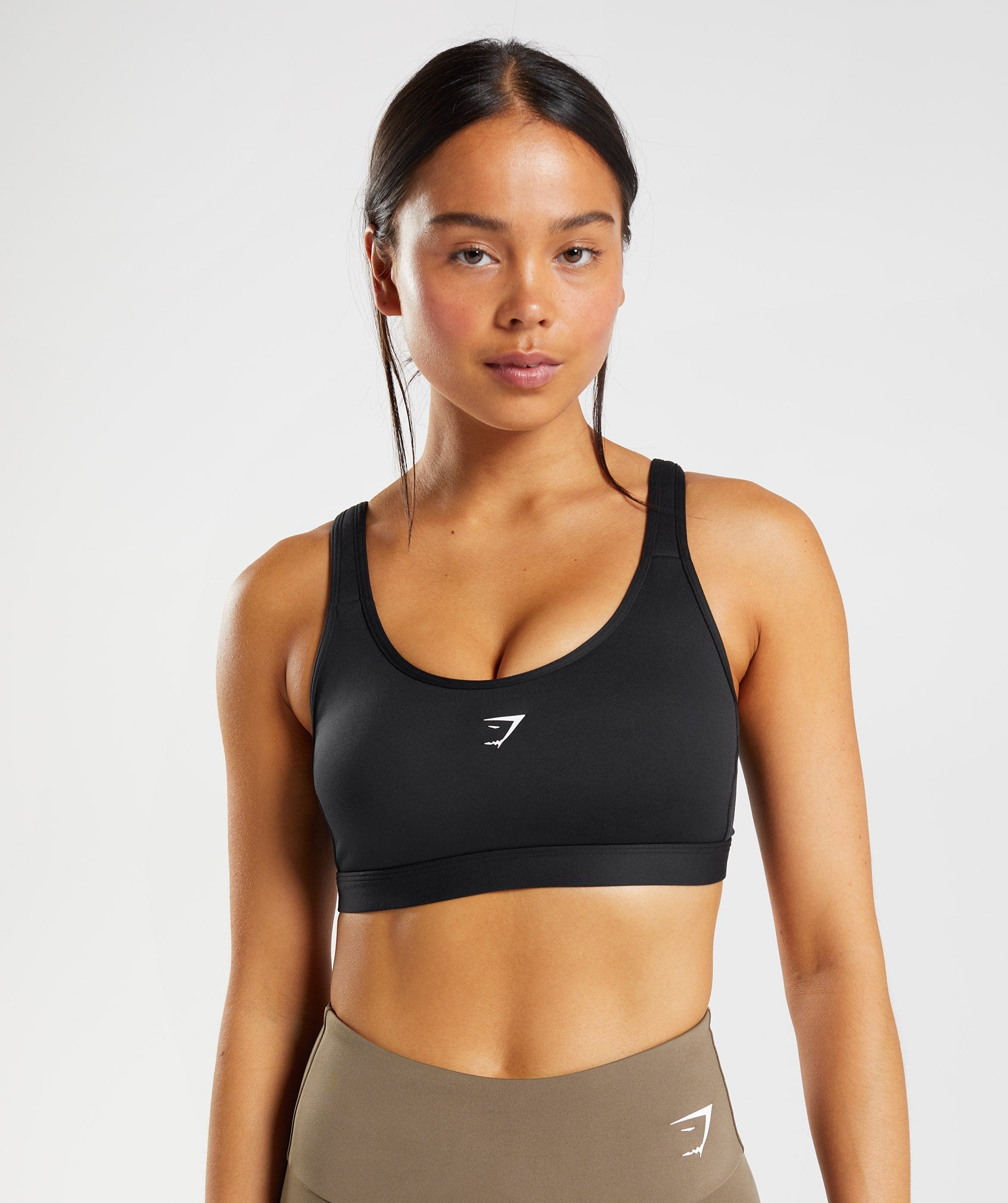 Black / White Women\'s Gymshark Fraction Sports Bra | MEDNRU-805