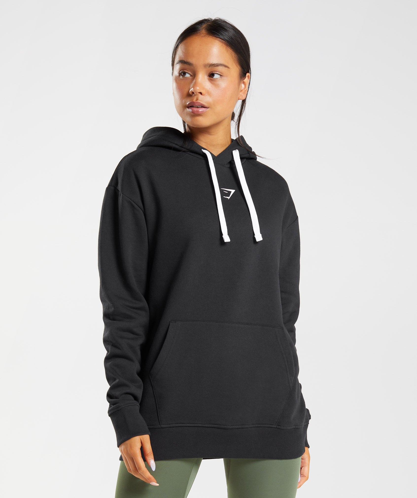 Black / White Women\'s Gymshark Fraction Hoodie | PQOJBS-075