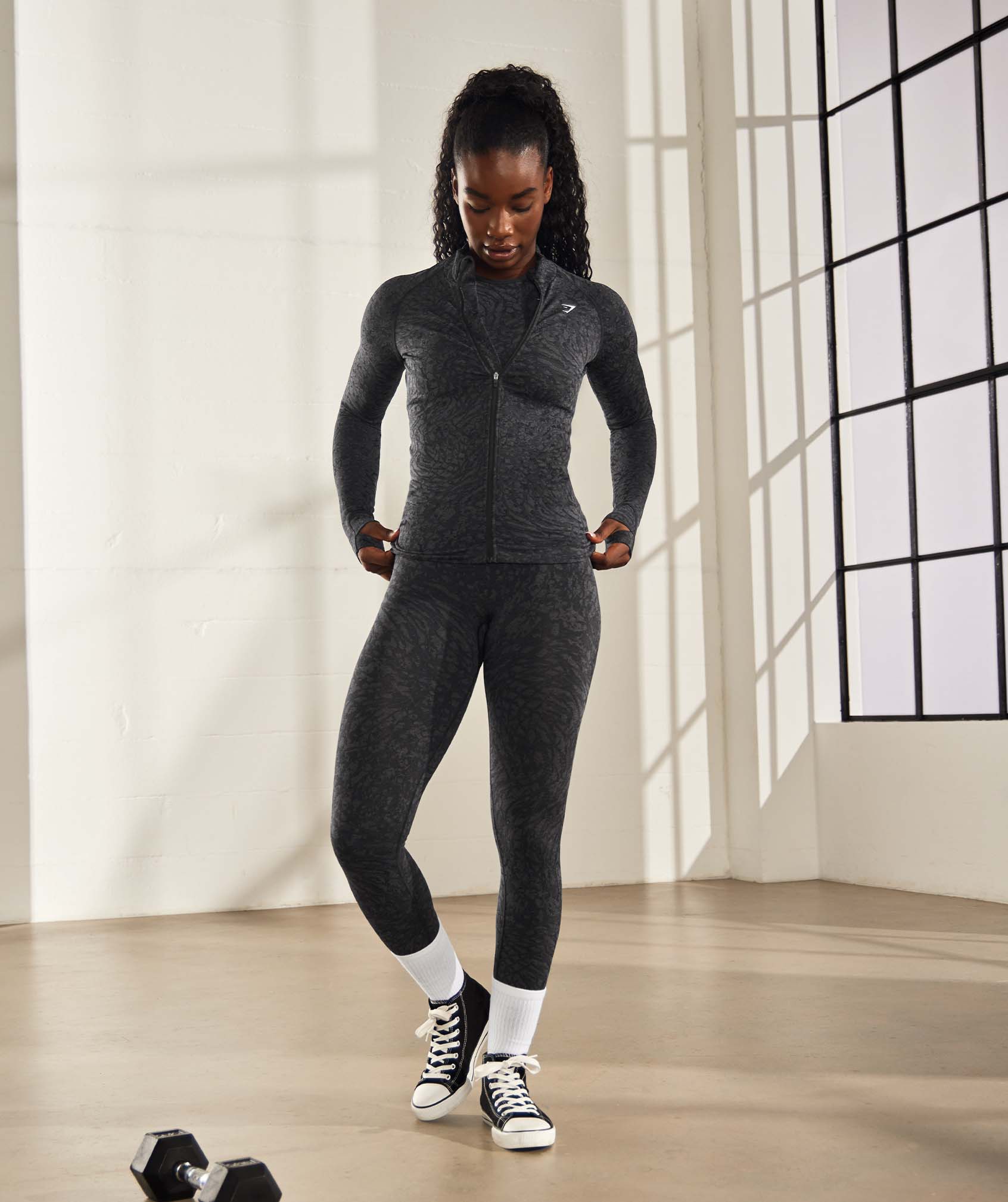 Black Women's Gymshark Adapt Animal Zip Through Sweatshirts | DRHVCI-370