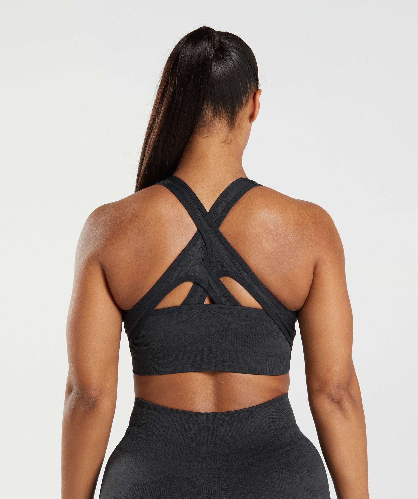 Black Women's Gymshark Adapt Camo Seamless Sports Bra | GAMCTP-560