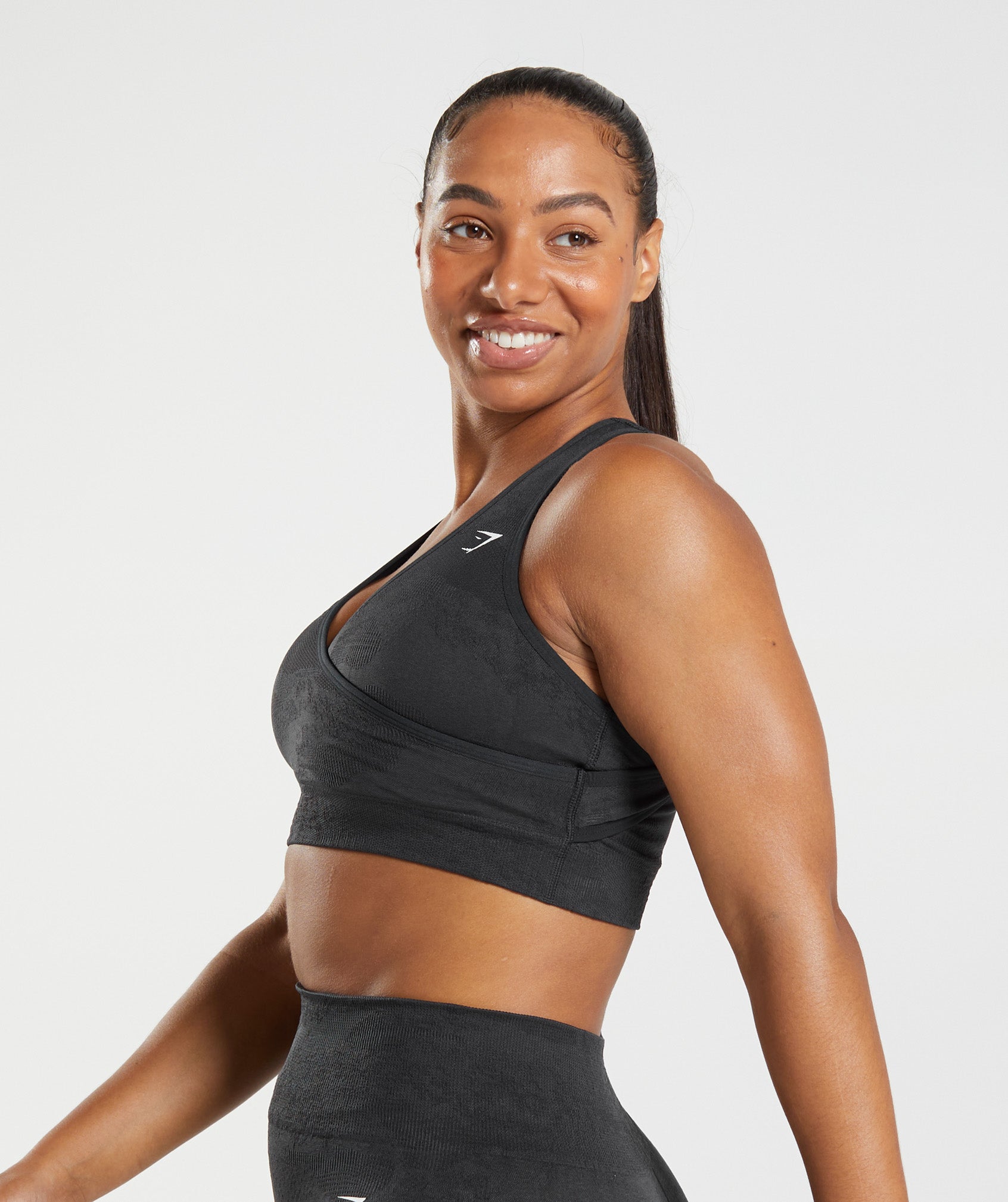 Black Women's Gymshark Adapt Camo Seamless Sports Bra | GAMCTP-560