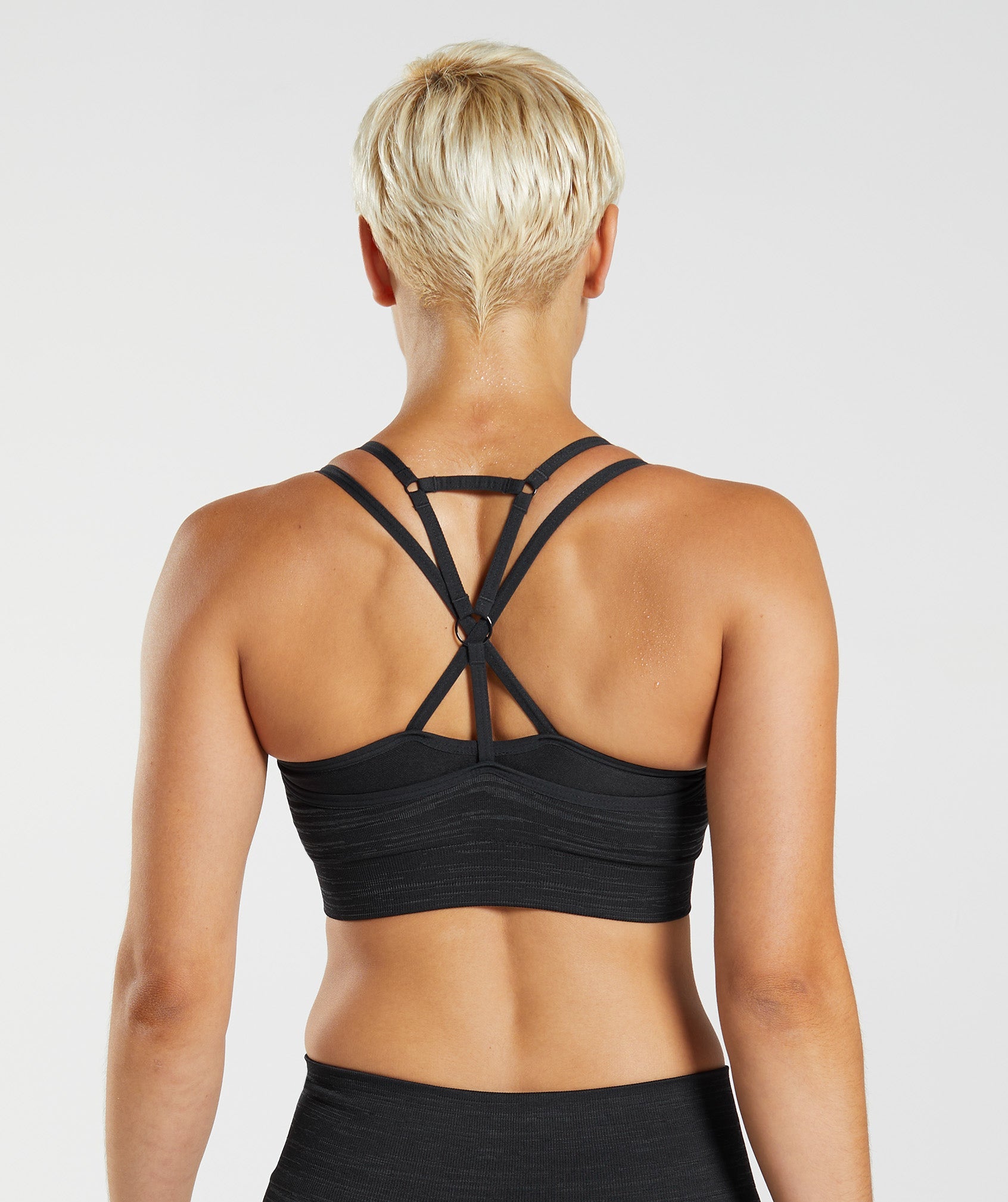 Black Women's Gymshark Adapt Marl Seamless Sports Bra | AYRFNW-381