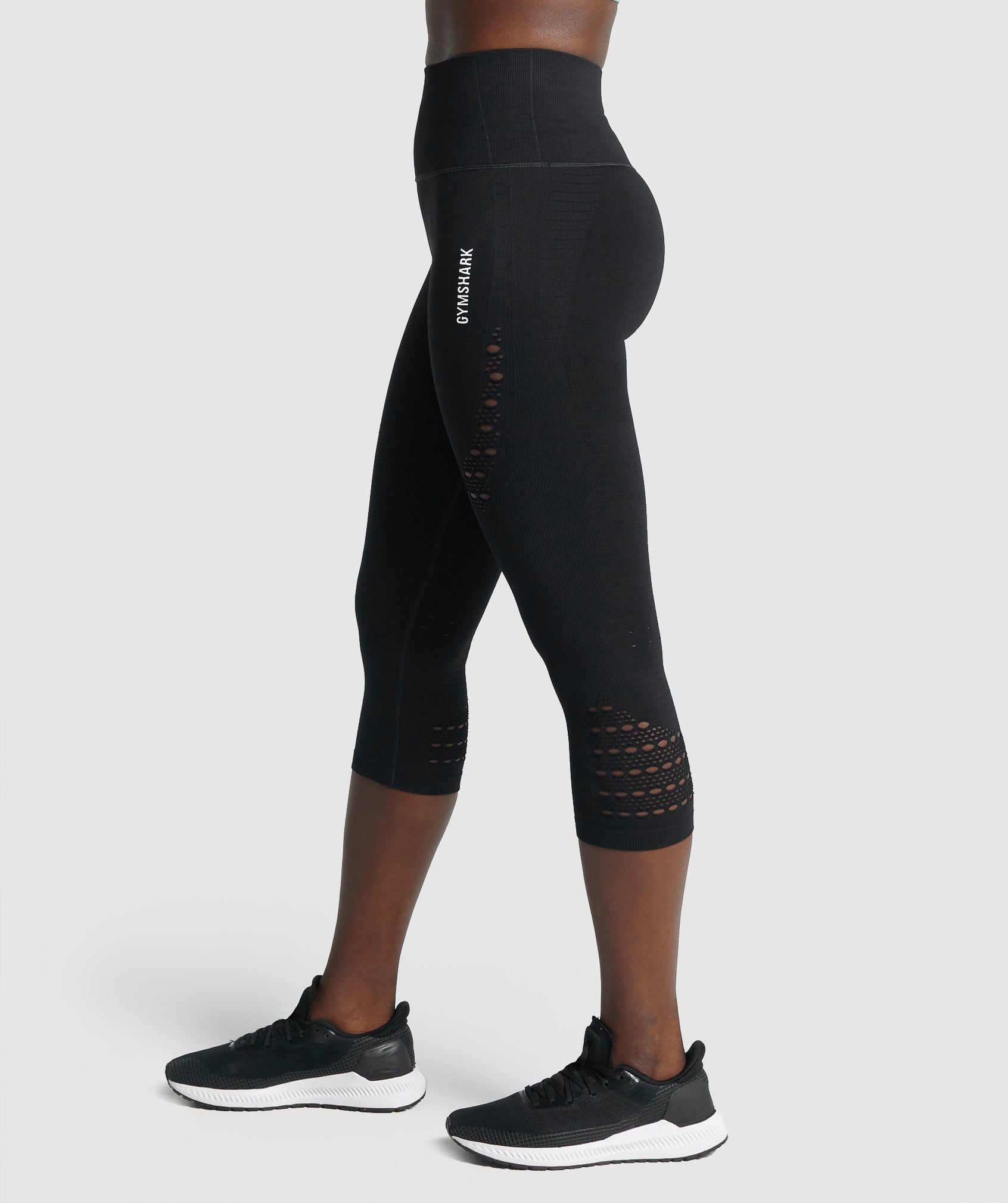 Black Women's Gymshark Energy Seamless Cropped Leggings | BHMDIC-493