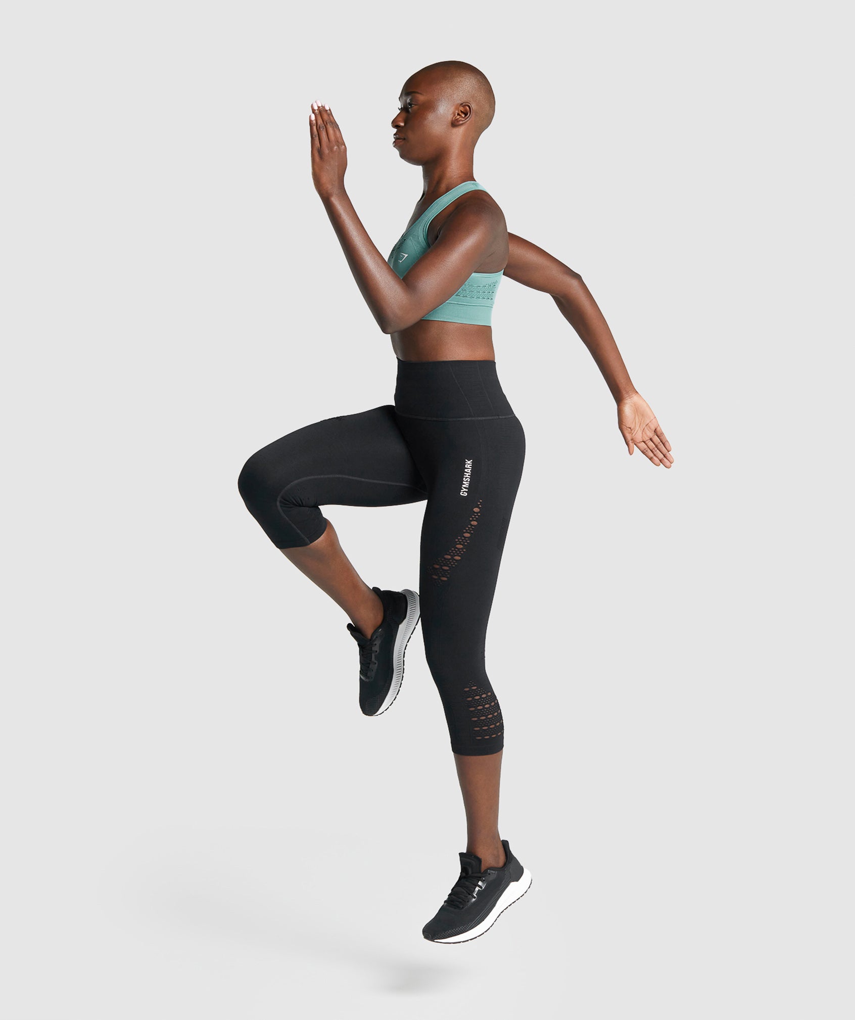 Black Women's Gymshark Energy Seamless Cropped Leggings | BHMDIC-493