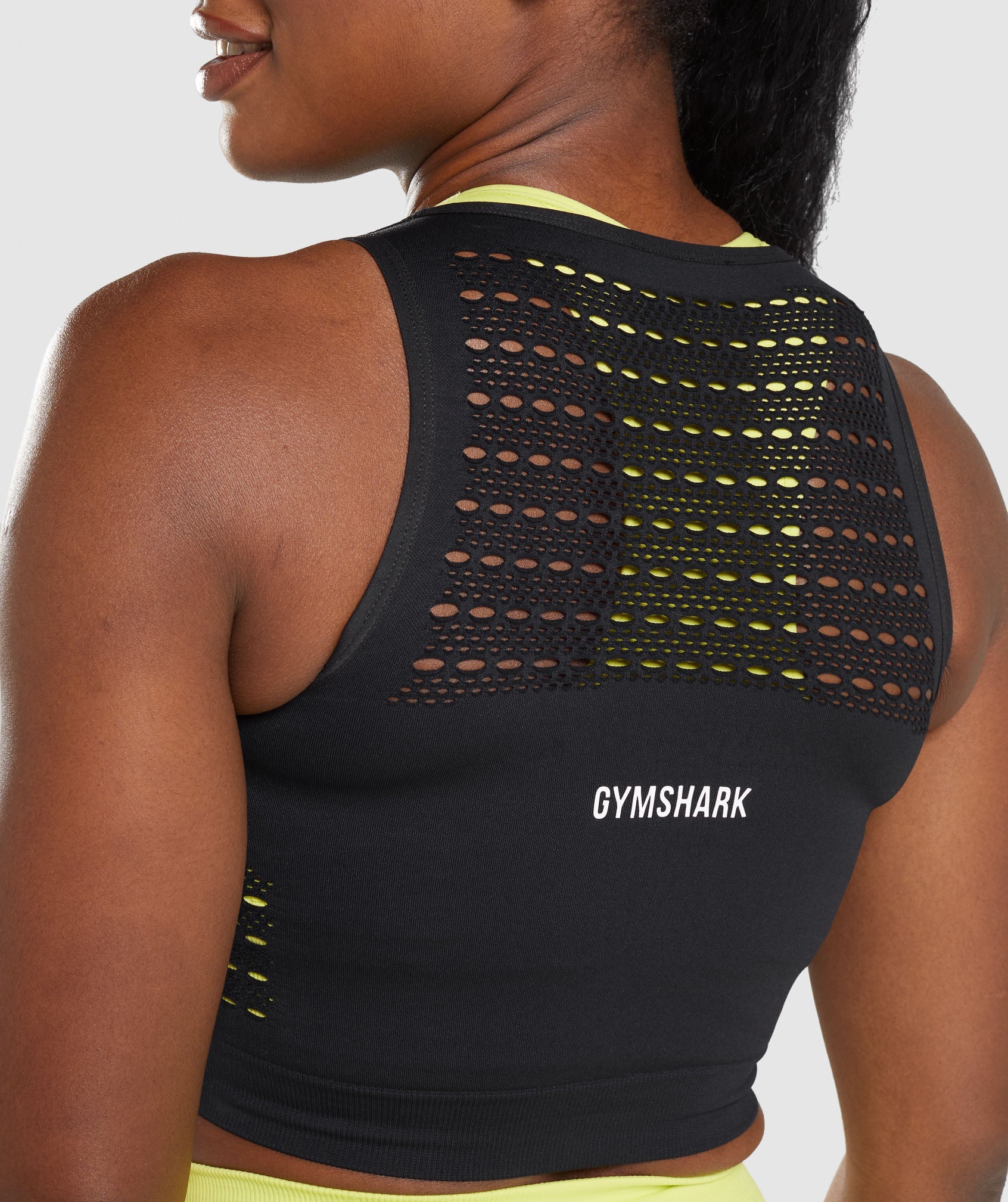 Black Women's Gymshark Energy Seamless Crop Tops | QJIVWX-570