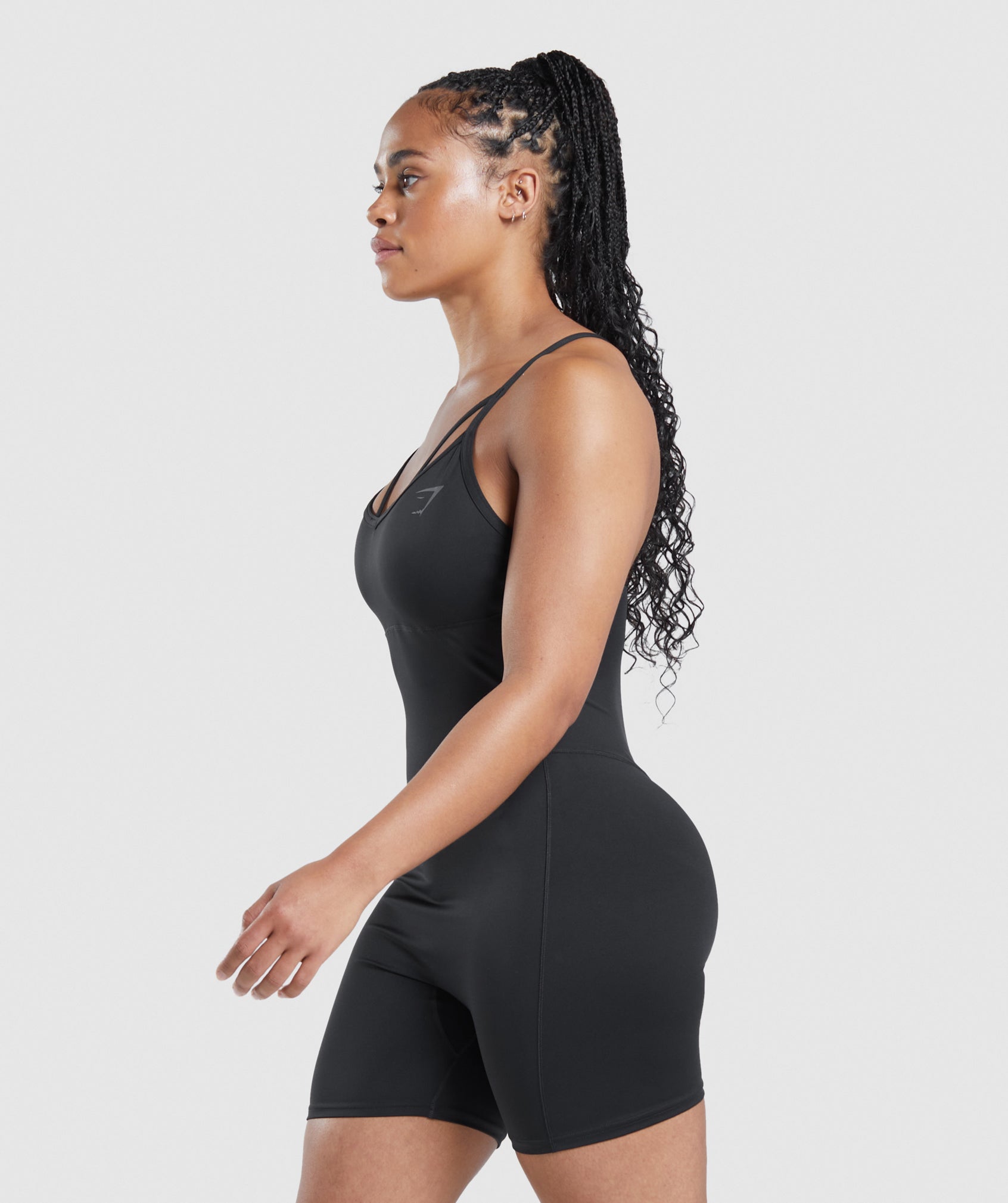 Black Women's Gymshark GS Power All In One Vest | BKQFXJ-574