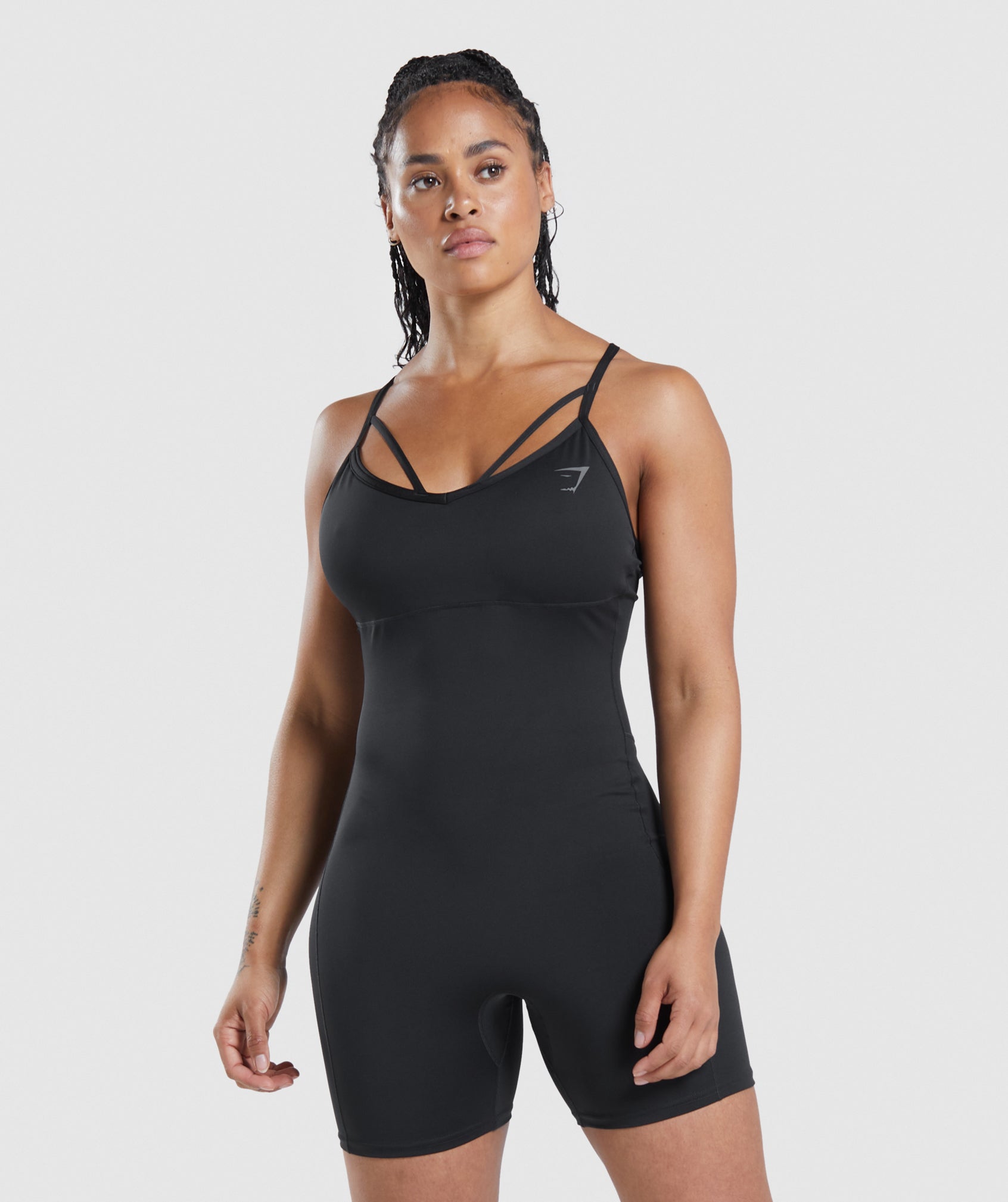 Black Women\'s Gymshark GS Power All In One Vest | BKQFXJ-574