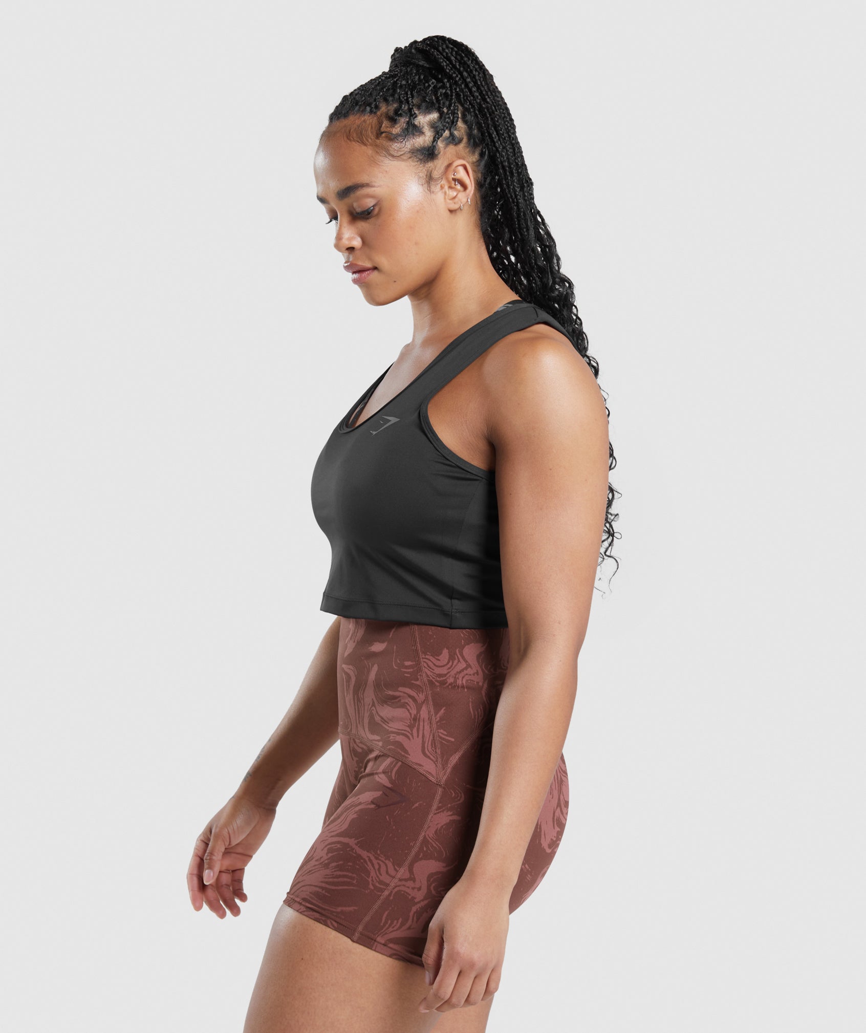 Black Women's Gymshark GS Power Open Back Cropped Tanks | GQOHYF-305