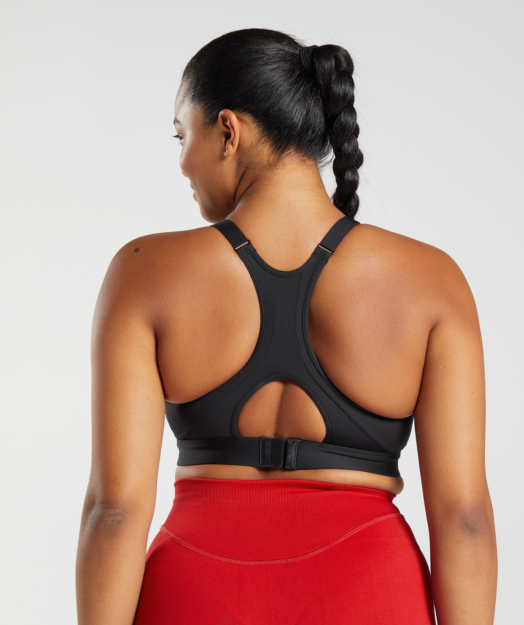 Black Women's Gymshark High Neck High Support Sports Bra | FRVALB-058