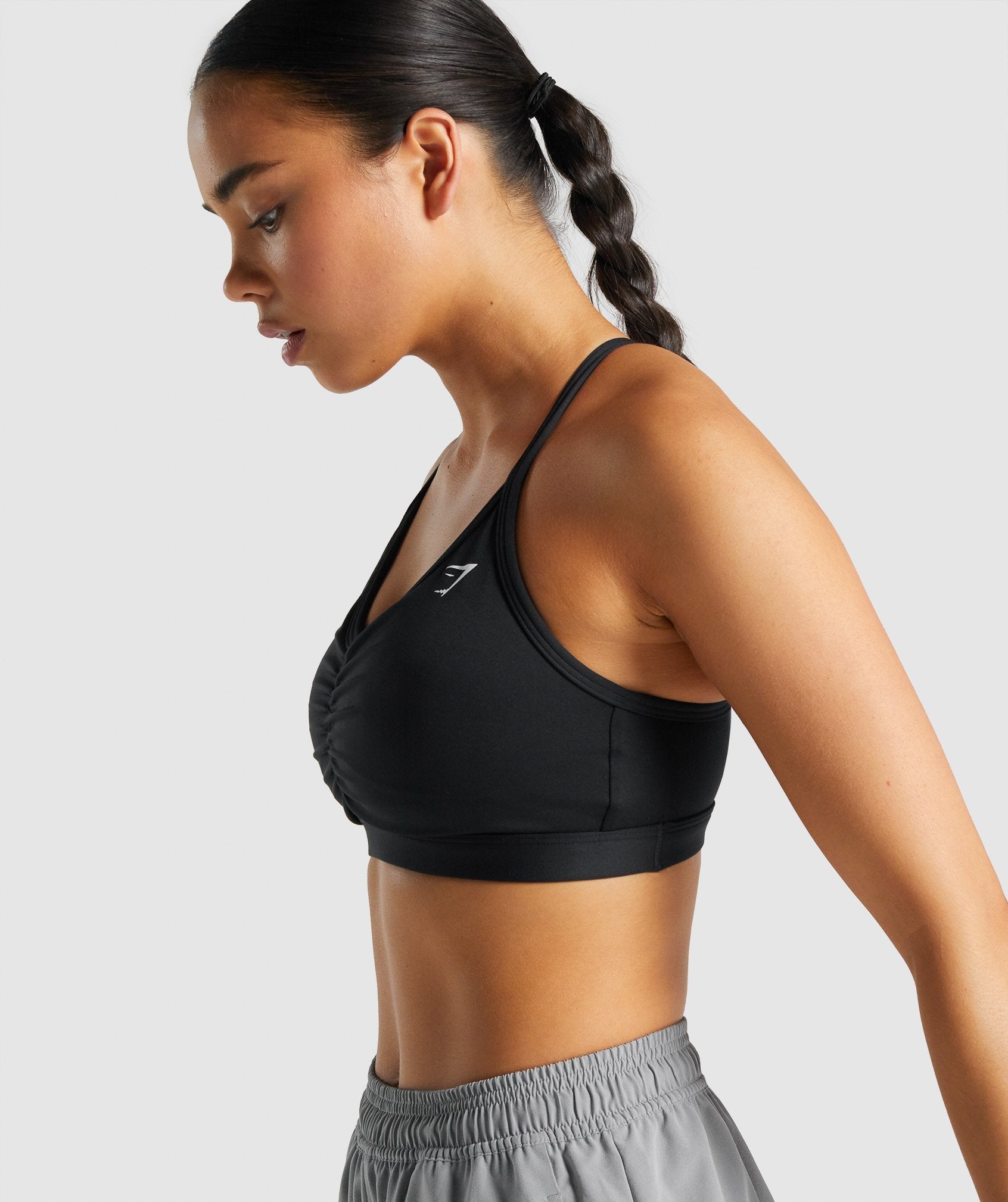 Black Women's Gymshark Ruched Sports Bra | EPMZOI-132