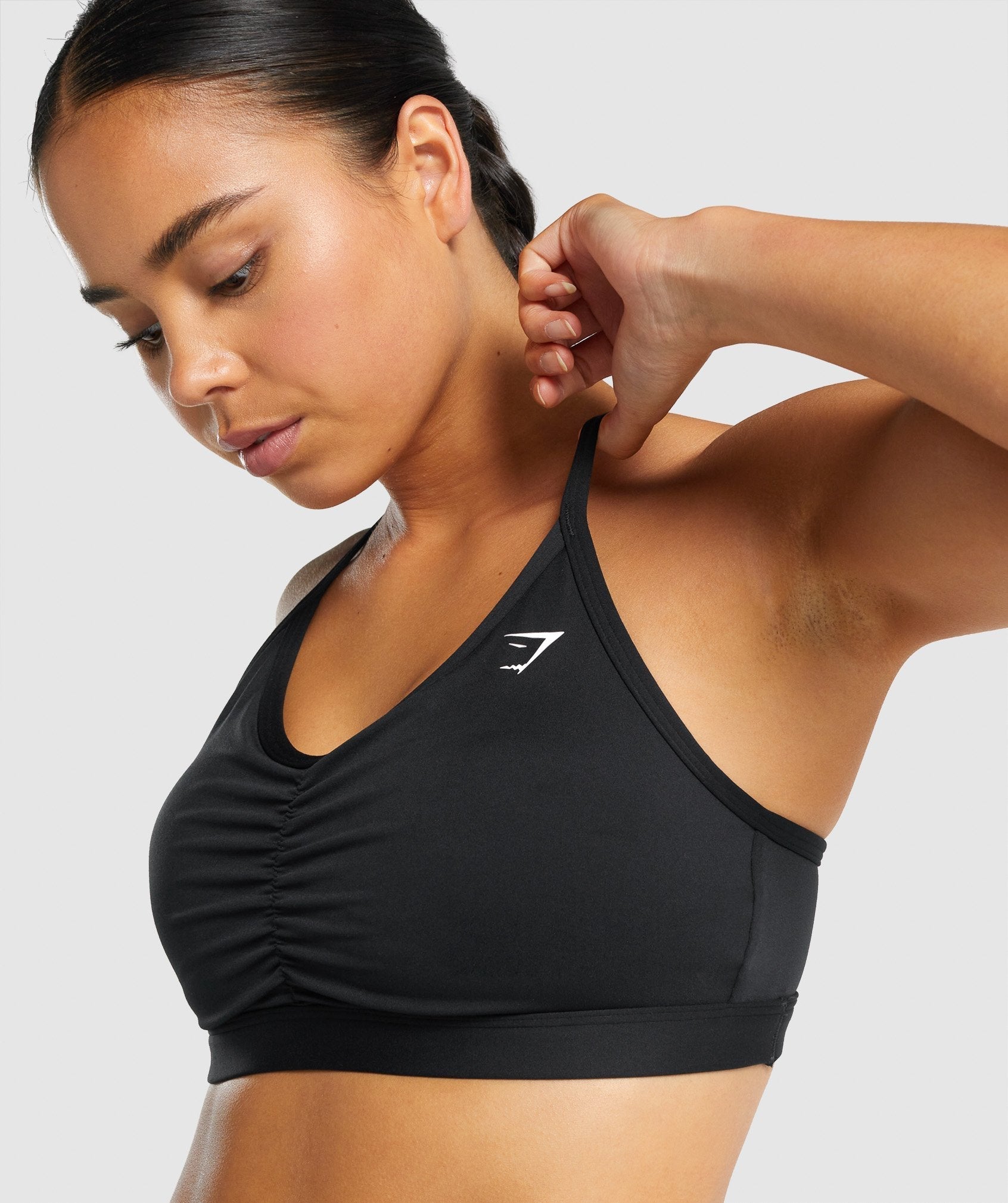 Black Women's Gymshark Ruched Sports Bra | EPMZOI-132