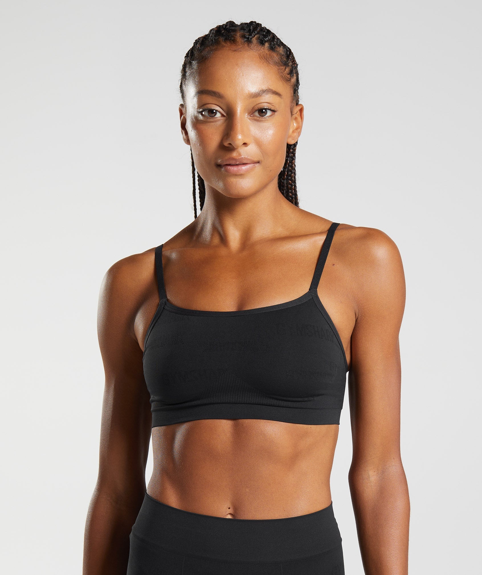 Black Women\'s Gymshark Seamless Jacquard Sports Bra | CONGTM-356