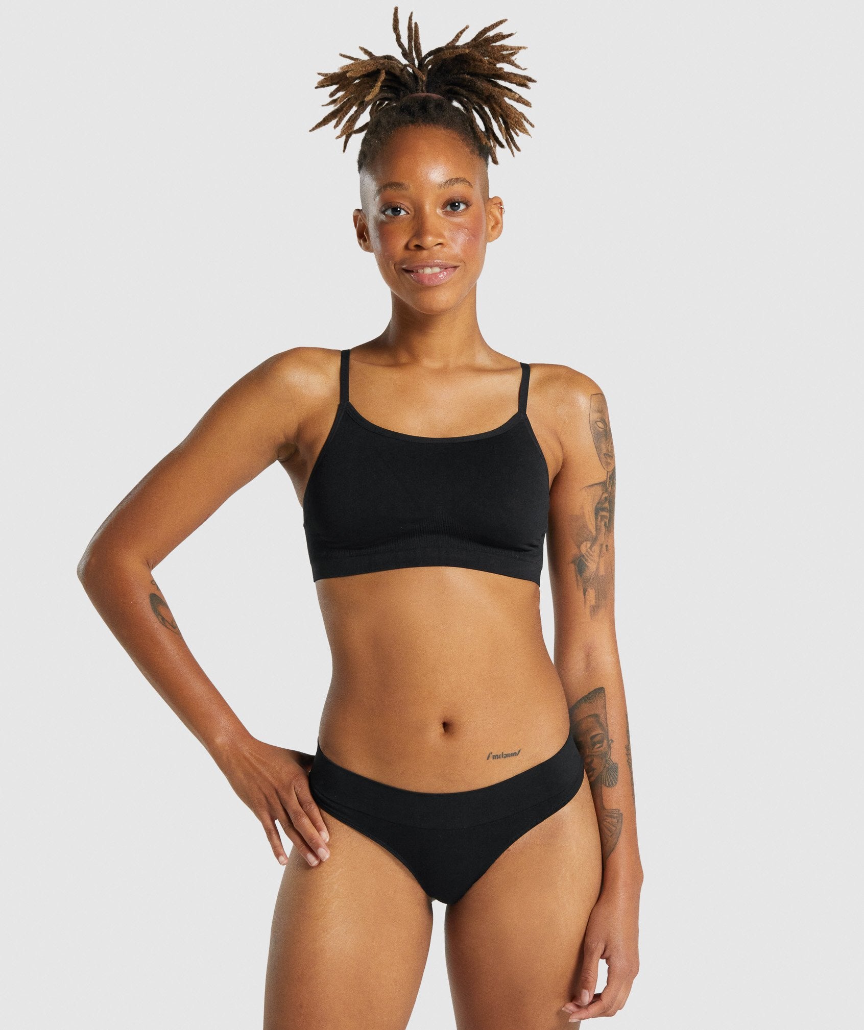 Black Women\'s Gymshark Seamless Scoop Neck Underwear | ZBTKAU-123