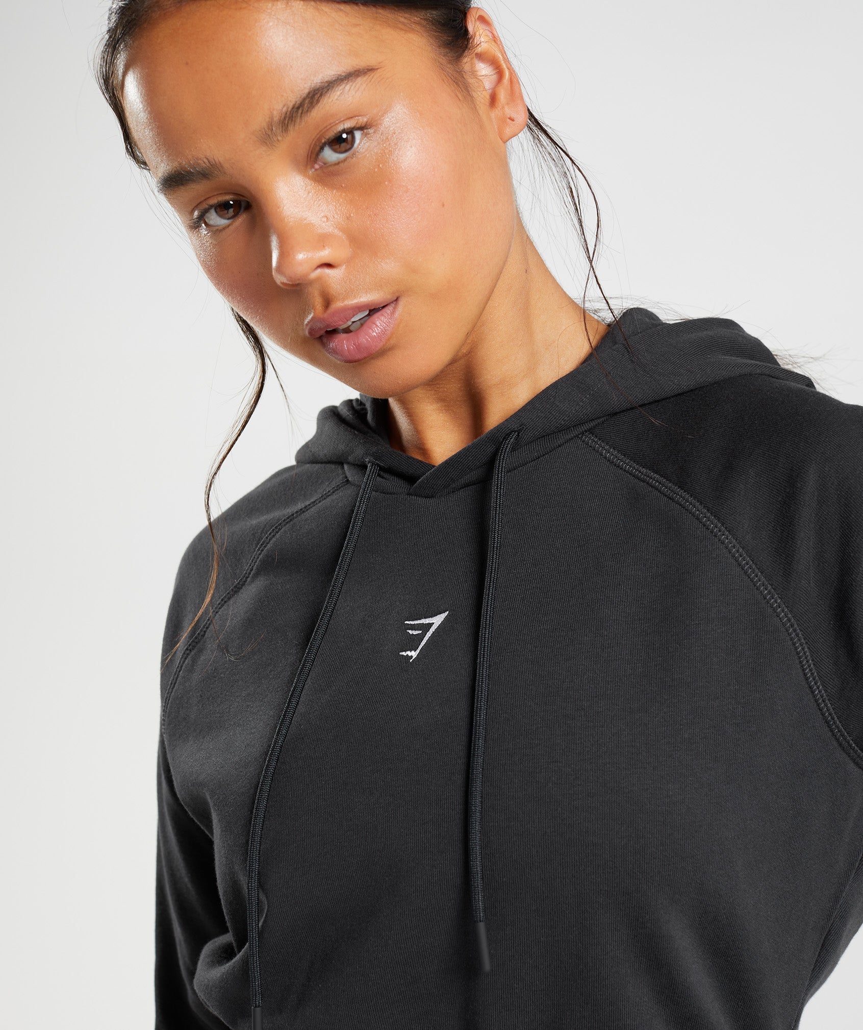 Black Women's Gymshark Training Cropped Hoodie | COLYNE-605