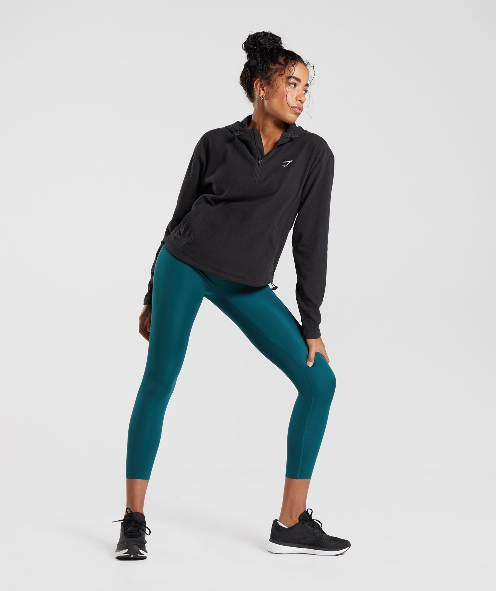 Black Women's Gymshark Training Fleece 1/4 Zip Hoodie | HDVIQR-307