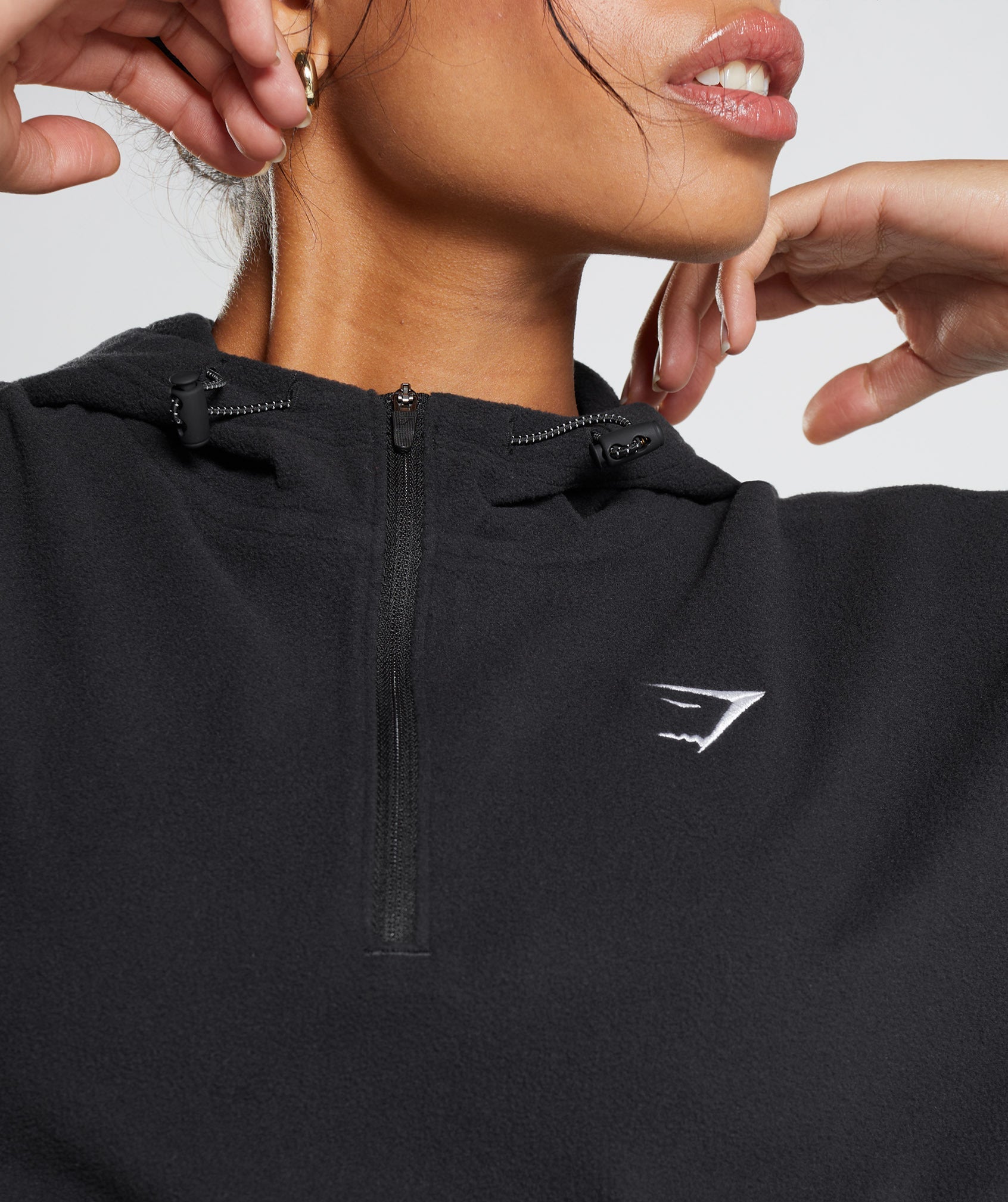 Black Women's Gymshark Training Fleece 1/4 Zip Hoodie | HDVIQR-307