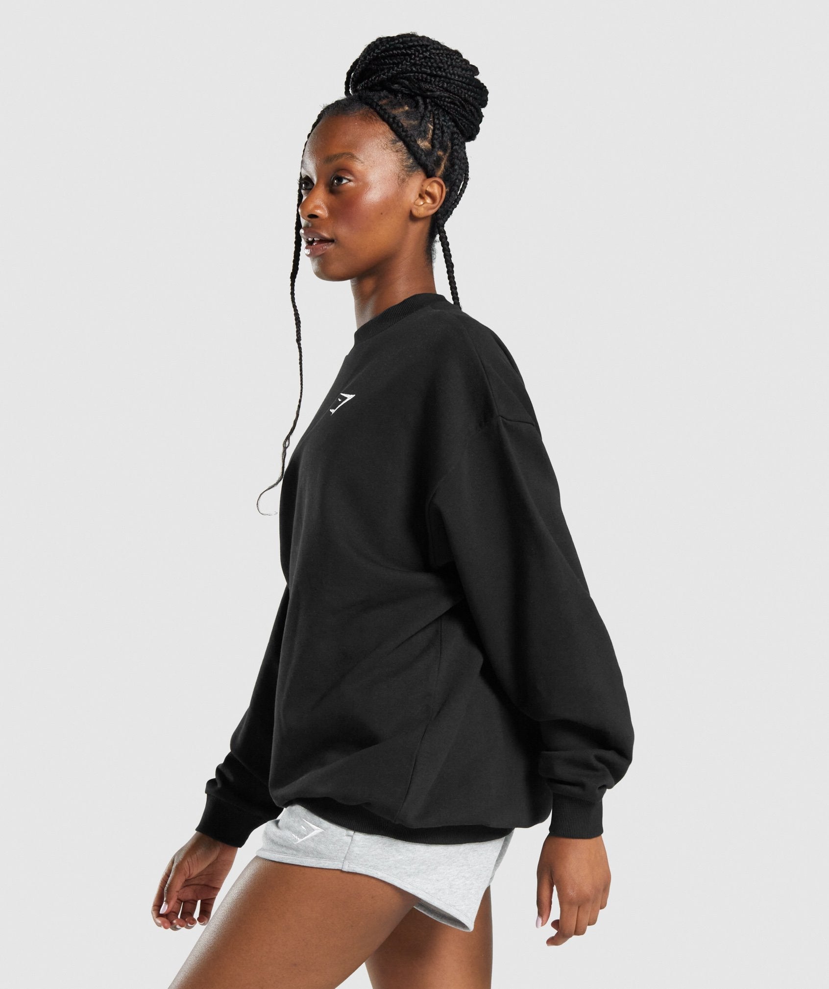 Black Women's Gymshark Training Oversized Sweatshirts | JLMFHD-250