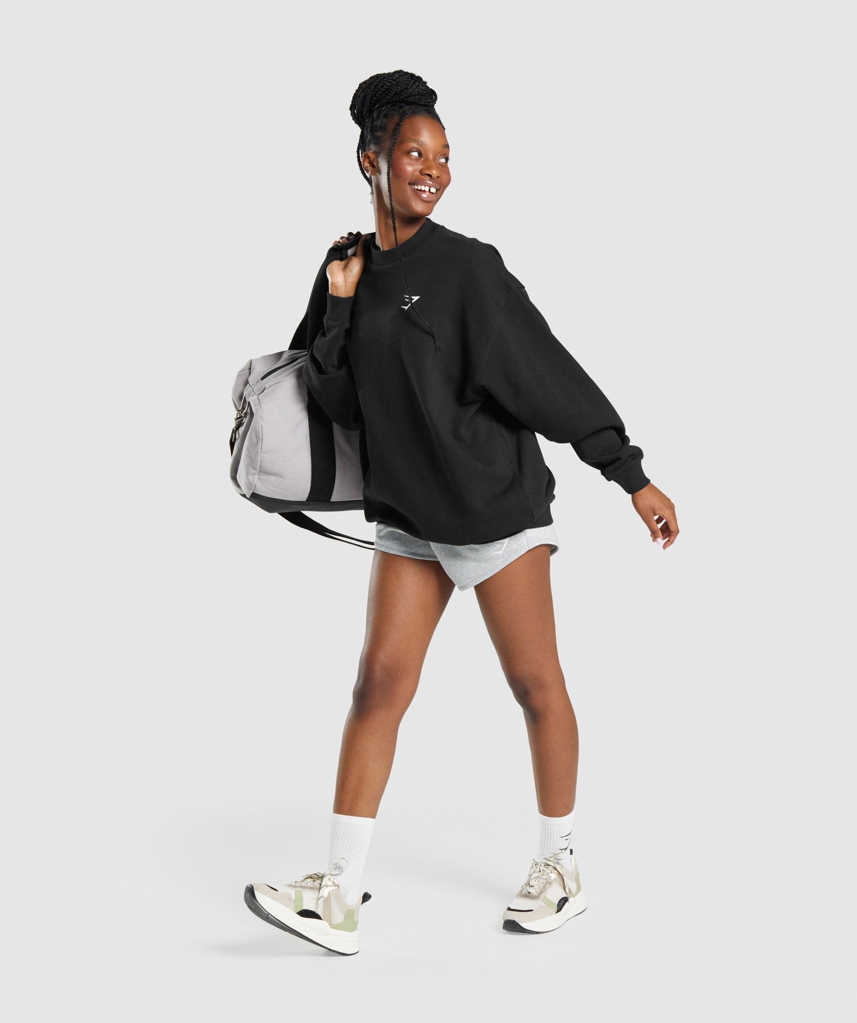 Black Women's Gymshark Training Oversized Sweatshirts | JLMFHD-250