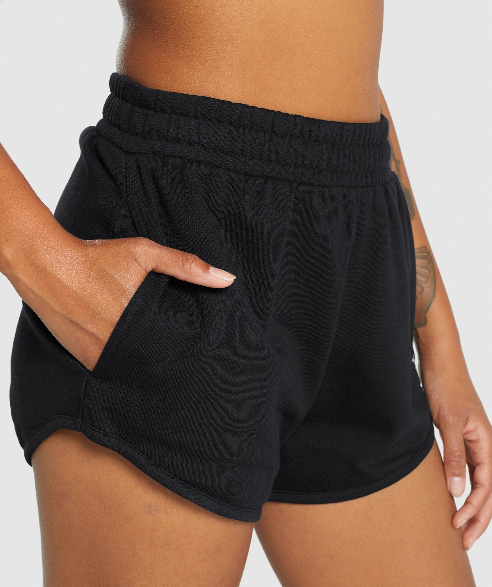 Black Women's Gymshark Training Sweat Shorts | INTLOX-532