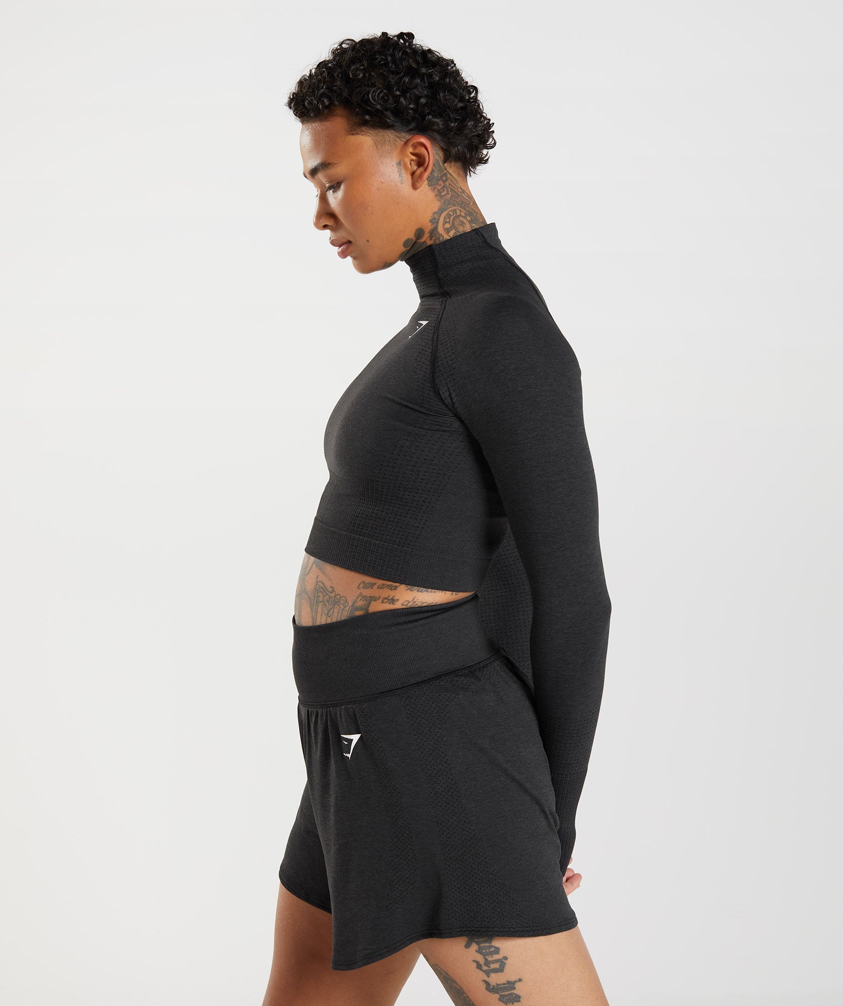 Black Women's Gymshark Vital Seamless 2.0 High Neck Midi Tops | WXYDJF-409