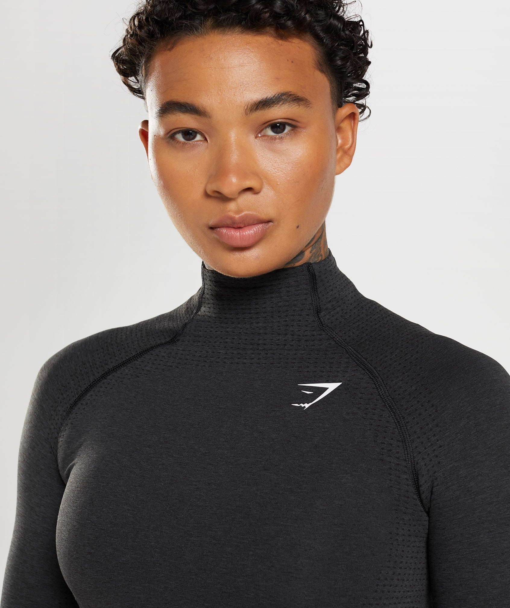 Black Women's Gymshark Vital Seamless 2.0 High Neck Midi Tops | WXYDJF-409