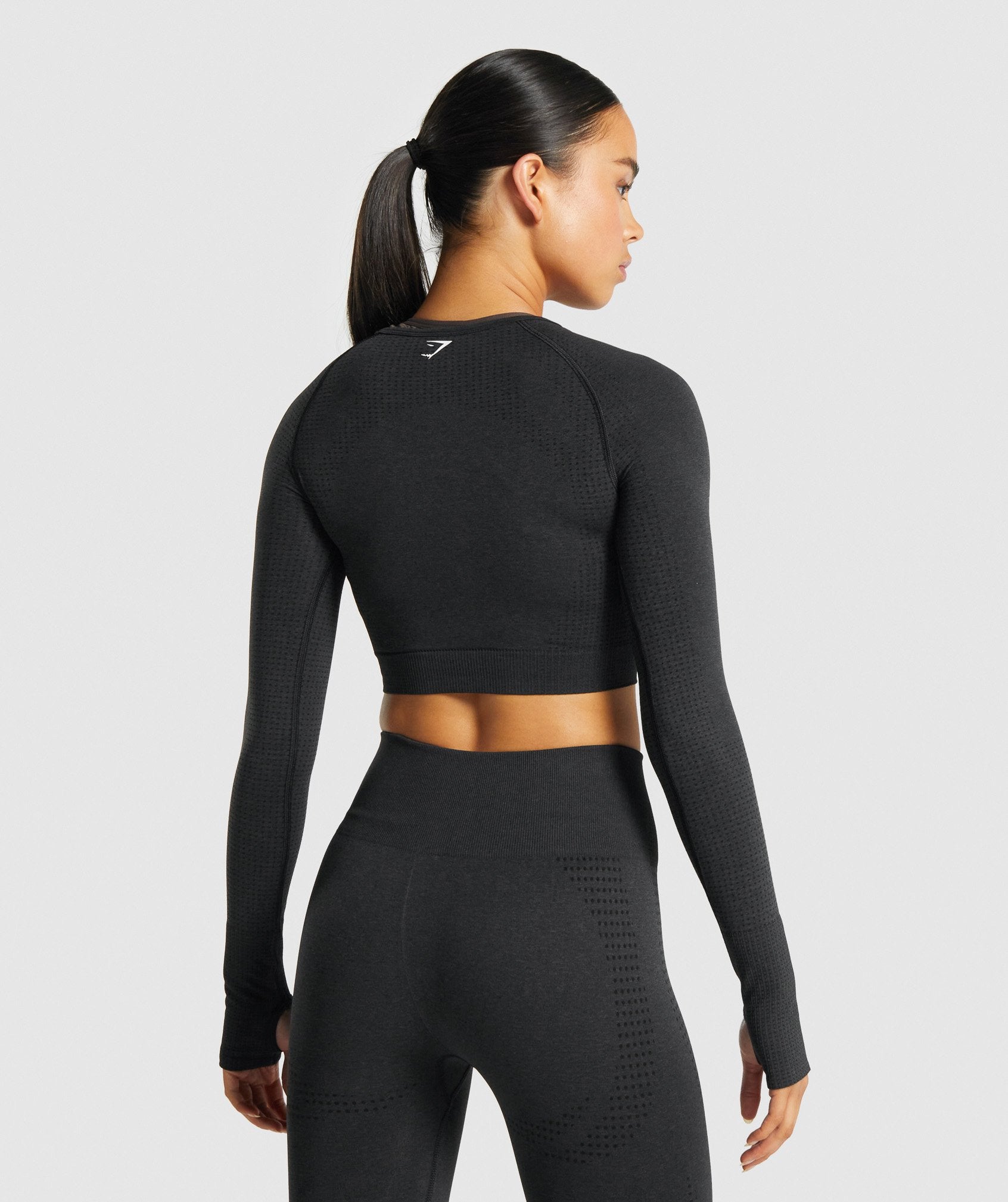 Black Women's Gymshark Vital Seamless 2.0 Long Sleeve Crop Tops | ZWTYNG-230