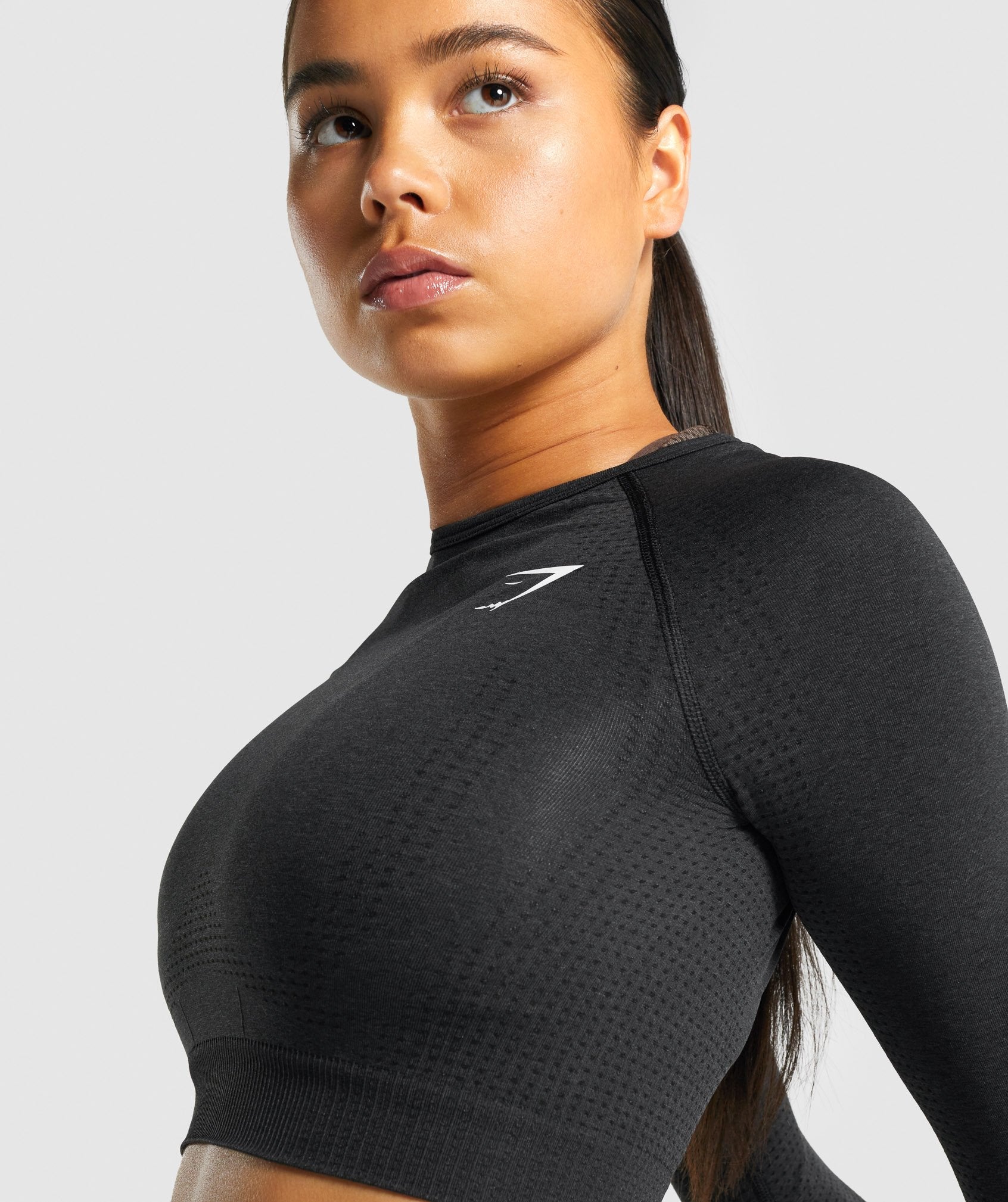 Black Women's Gymshark Vital Seamless 2.0 Long Sleeve Crop Tops | ZWTYNG-230