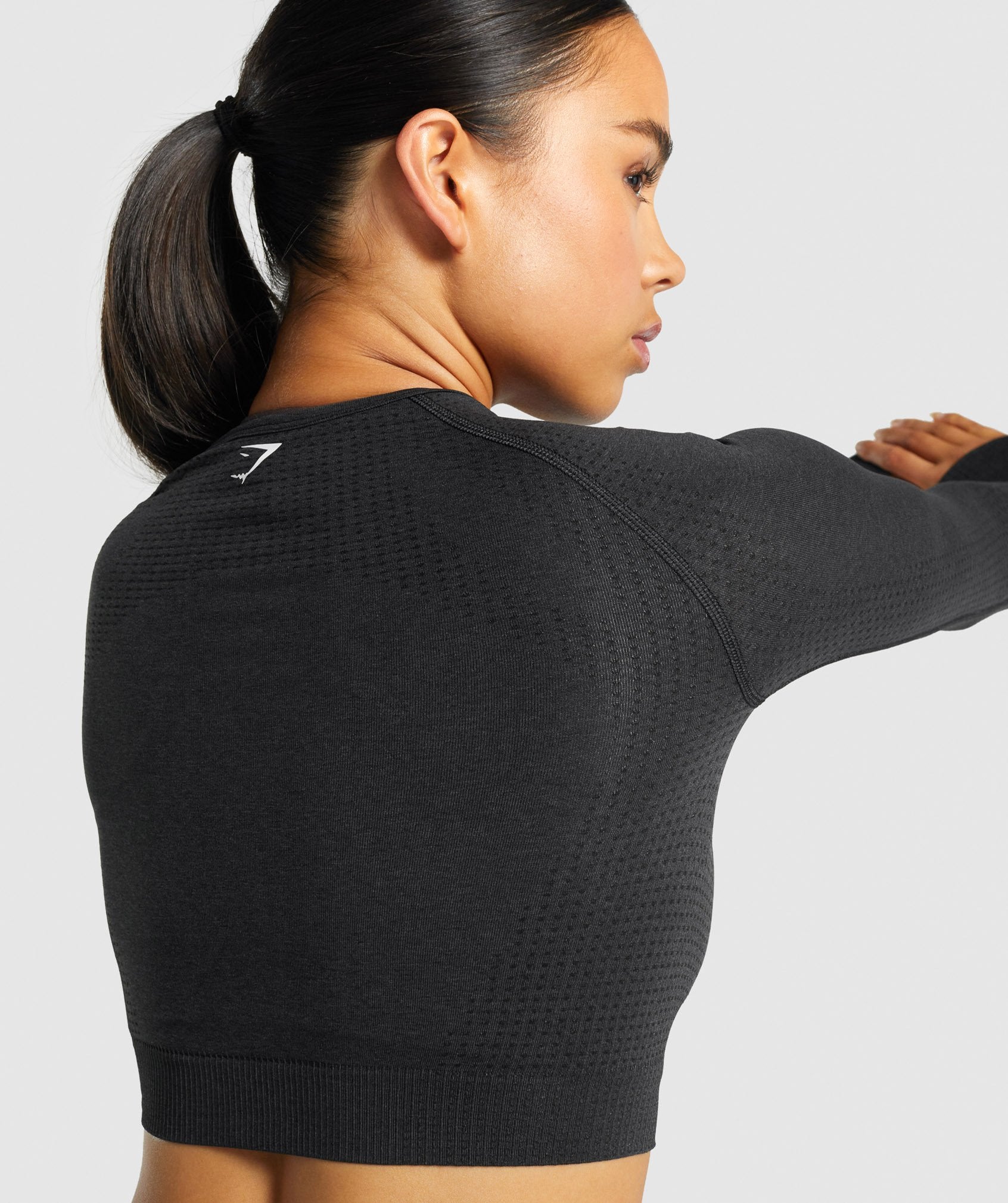 Black Women's Gymshark Vital Seamless 2.0 Long Sleeve Crop Tops | ZWTYNG-230