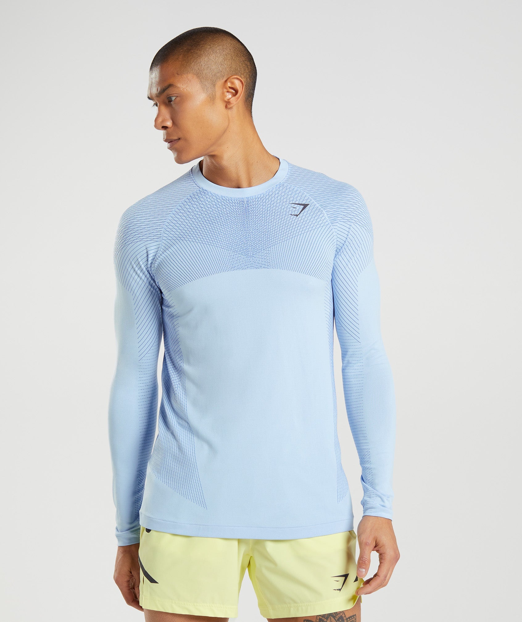 Blue Men\'s Gymshark Apex Seamless Long Sleeve T Shirts | WGOEBM-637