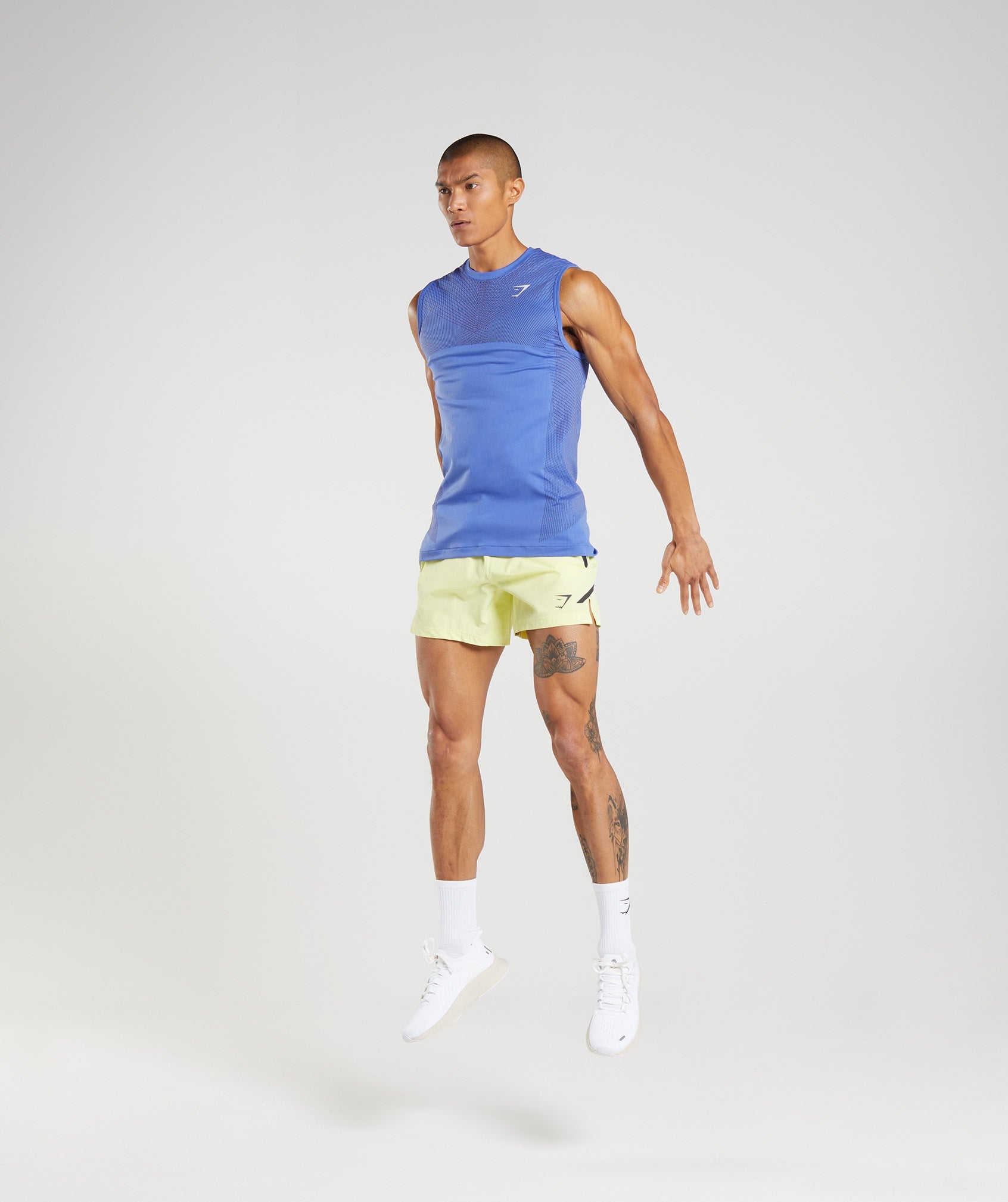 Blue Men's Gymshark Apex Seamless Tanks | ZQFYEM-962