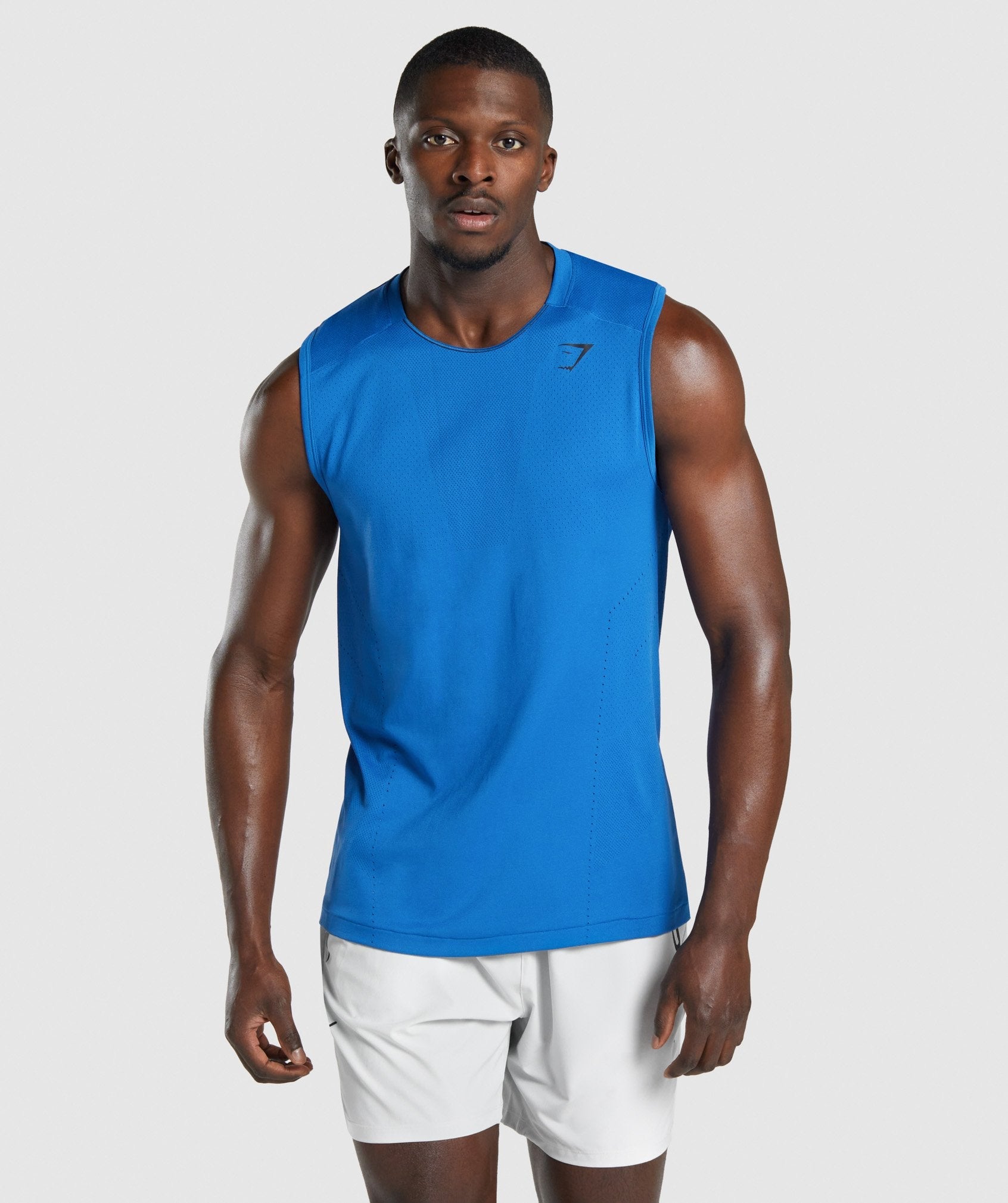 Blue Men\'s Gymshark Apex Tanks | HCRBLO-913