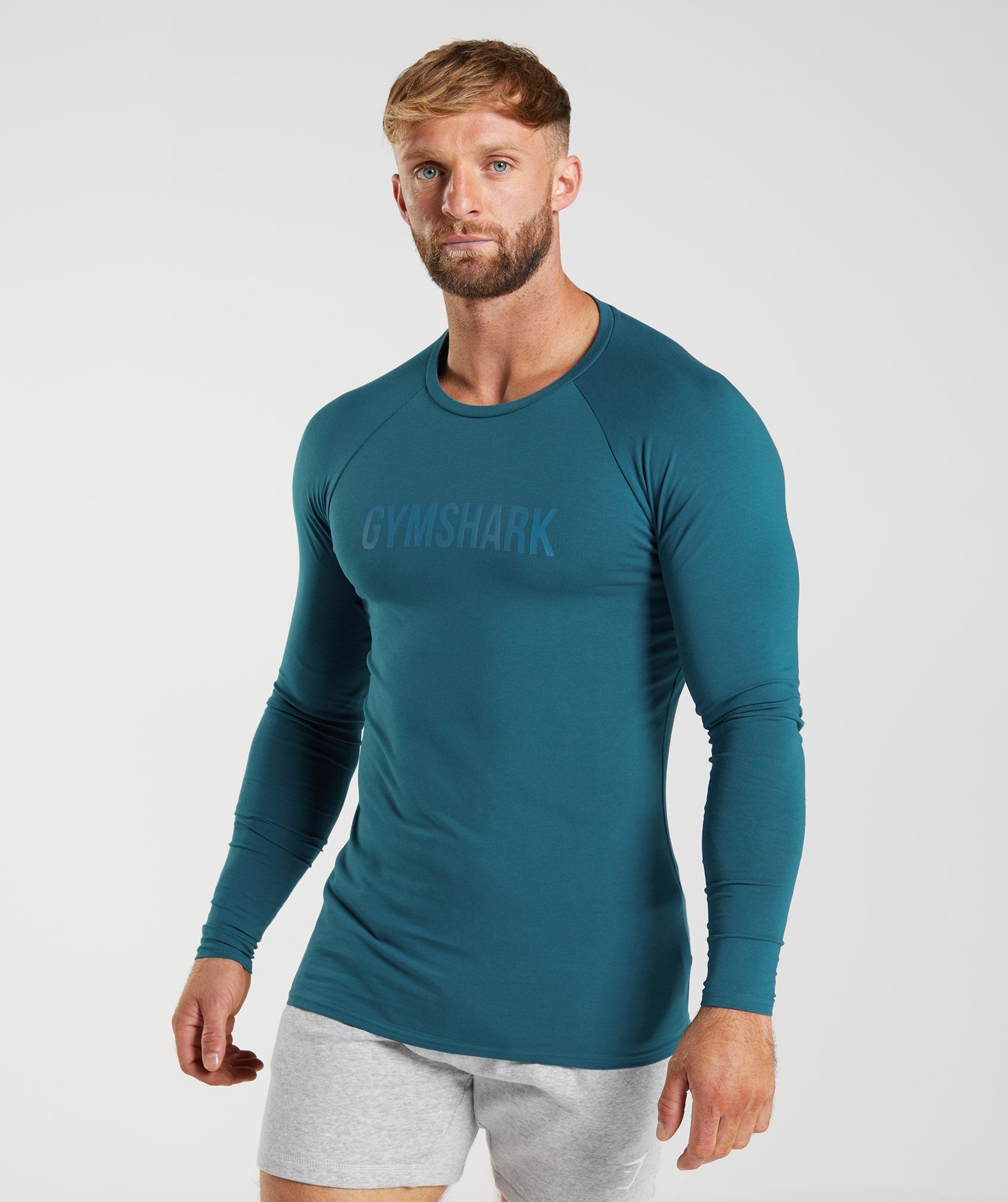 Blue Men\'s Gymshark Apollo Long Sleeve T Shirts | NKOZWL-974