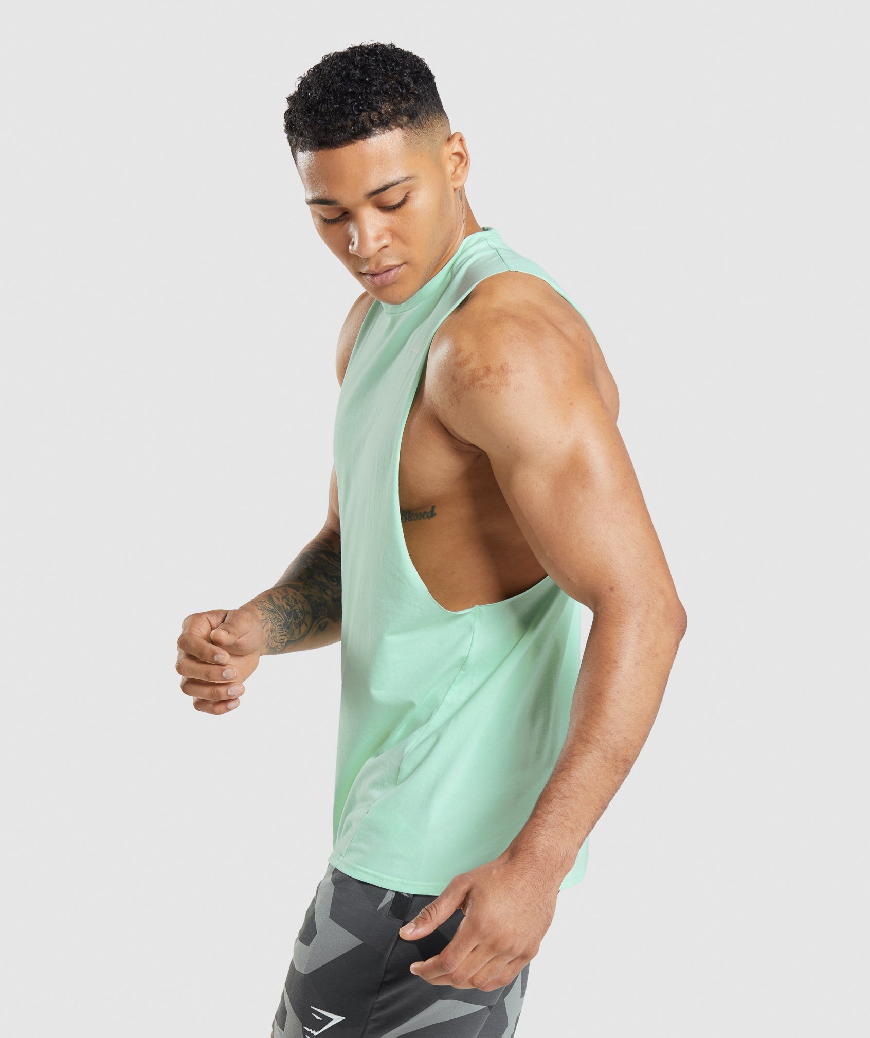 Blue Men's Gymshark Critical Drop Arm Tanks | LJYAIW-165