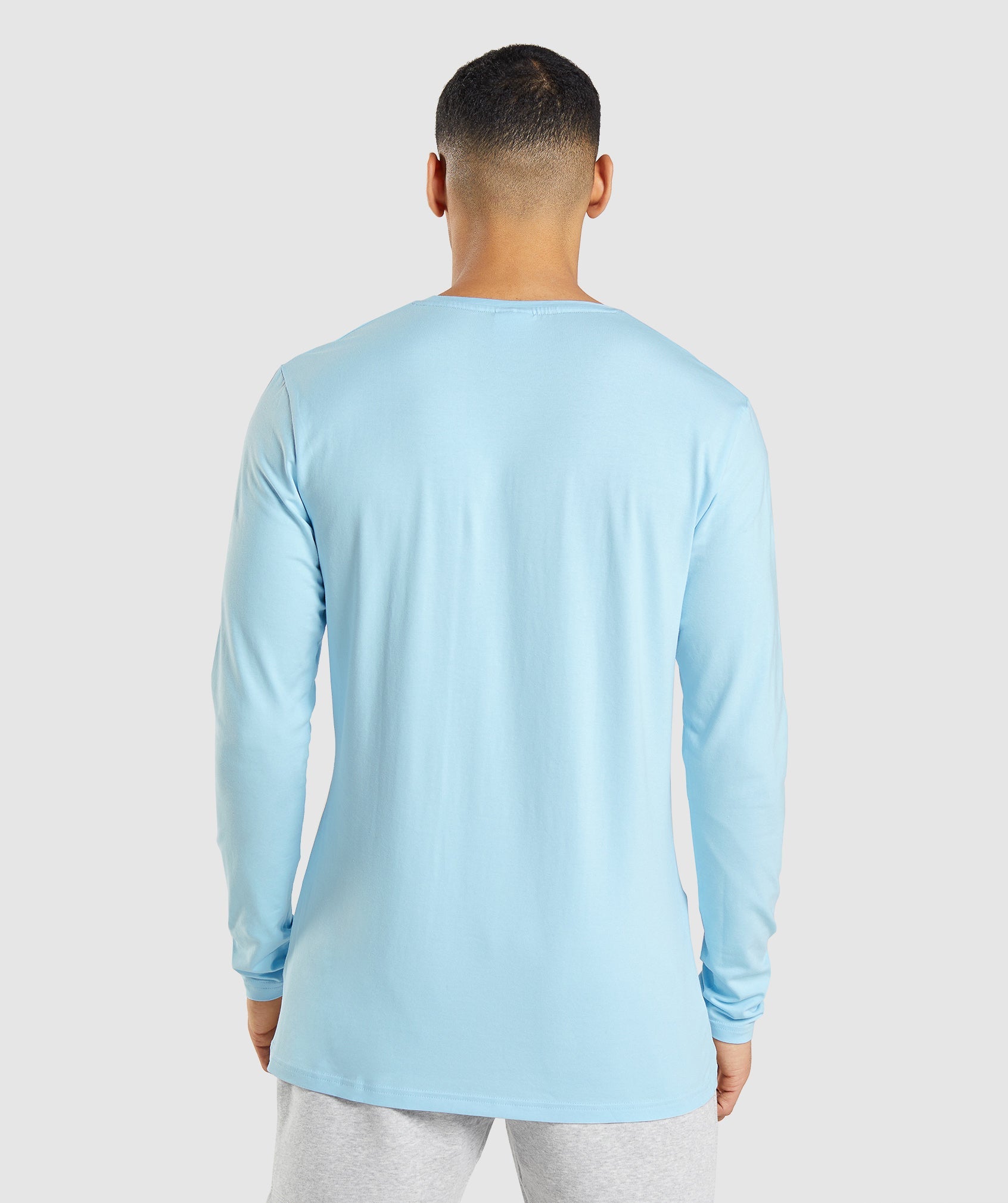 Blue Men's Gymshark Essential Long Sleeve T Shirts | VHGQOJ-739