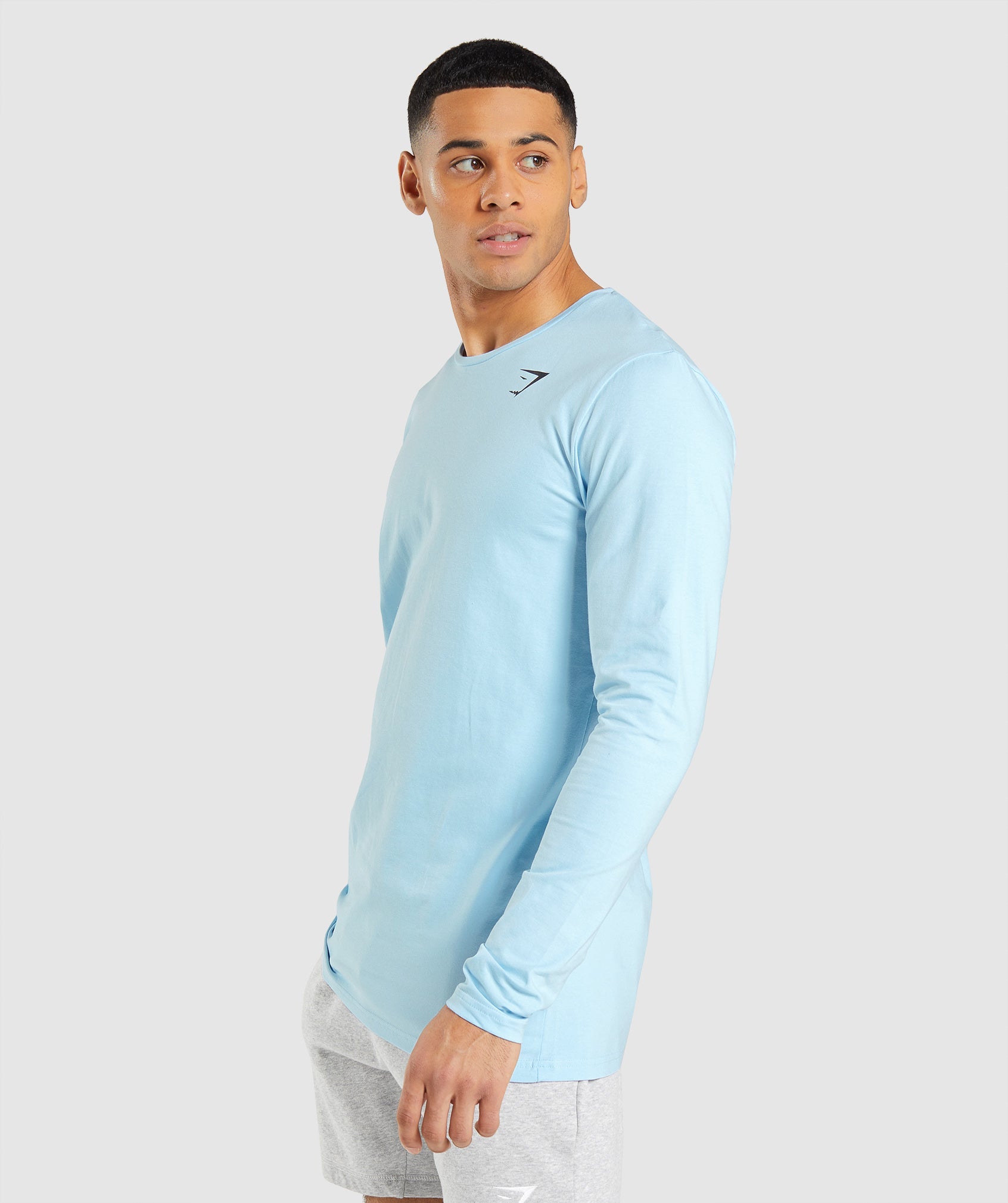 Blue Men's Gymshark Essential Long Sleeve T Shirts | VHGQOJ-739