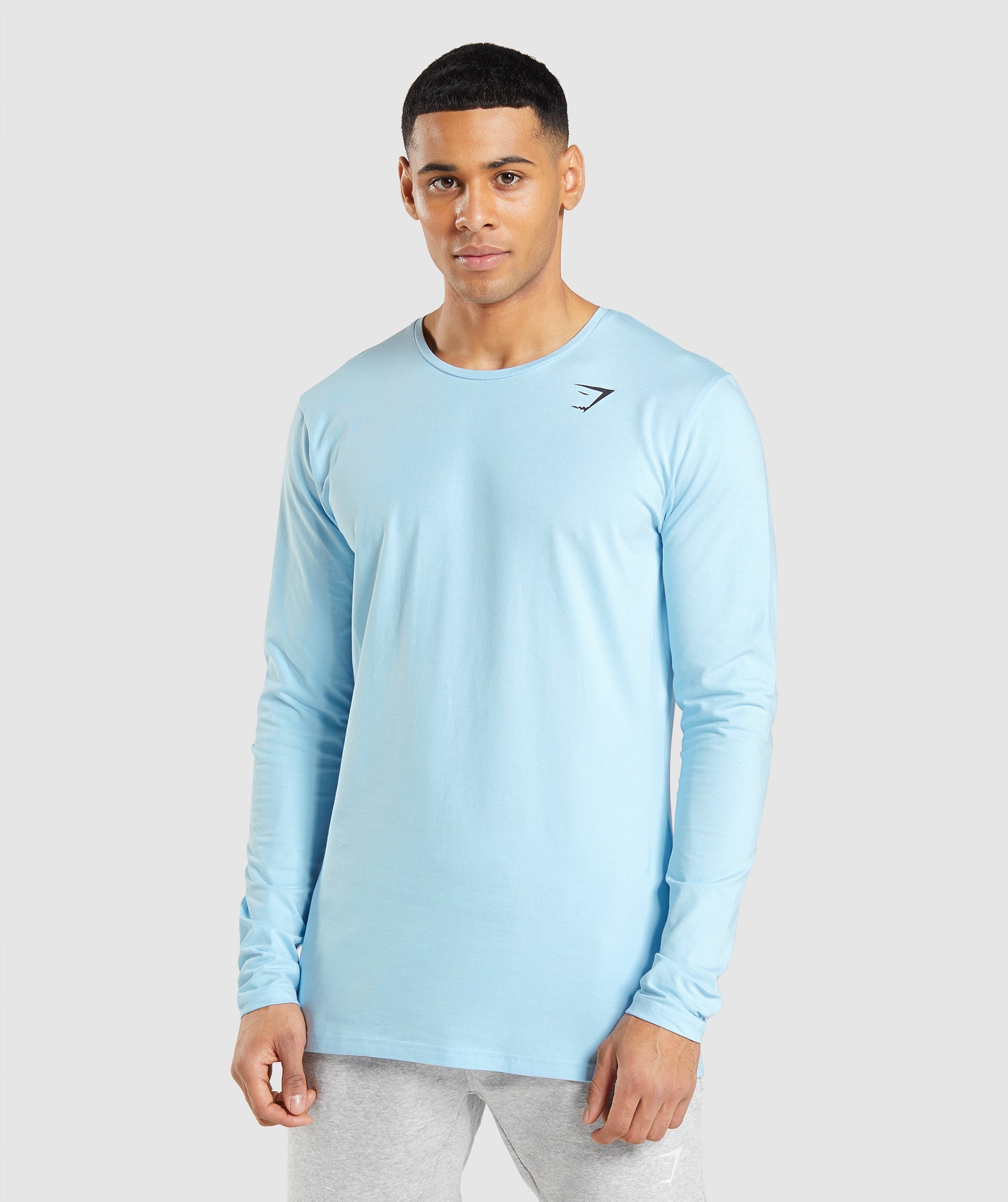 Blue Men\'s Gymshark Essential Long Sleeve T Shirts | VHGQOJ-739