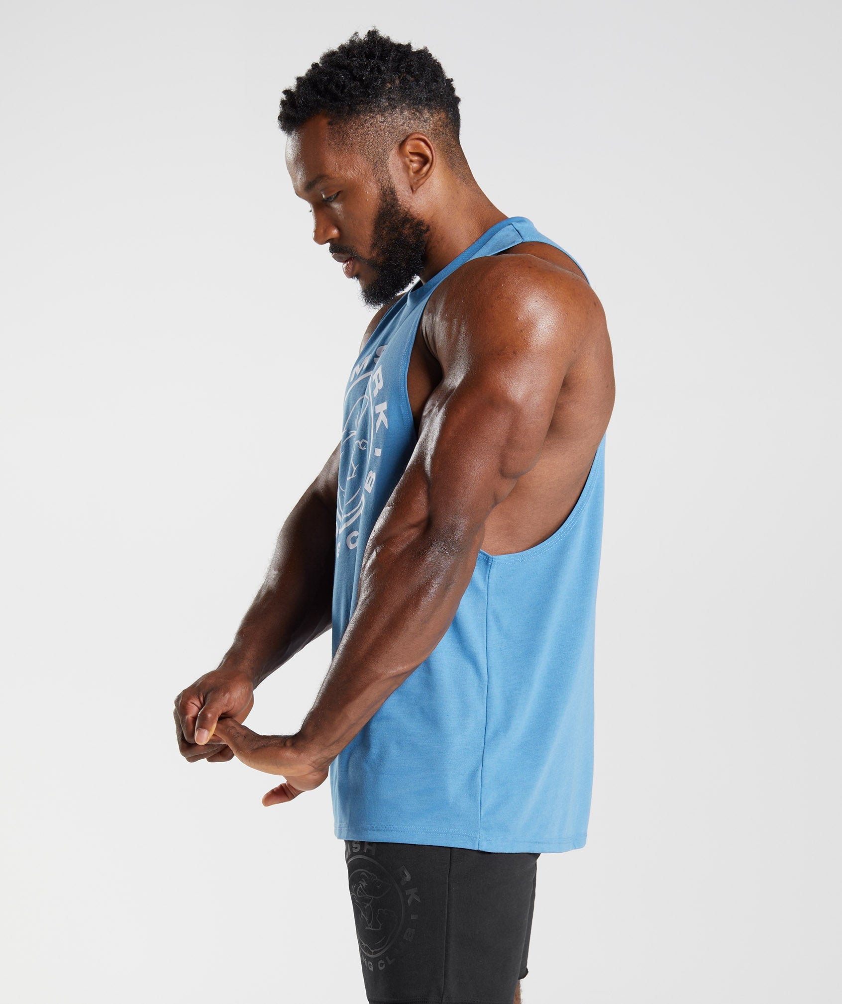 Blue Men's Gymshark Legacy Drop Arm Tanks | RGJYNK-158