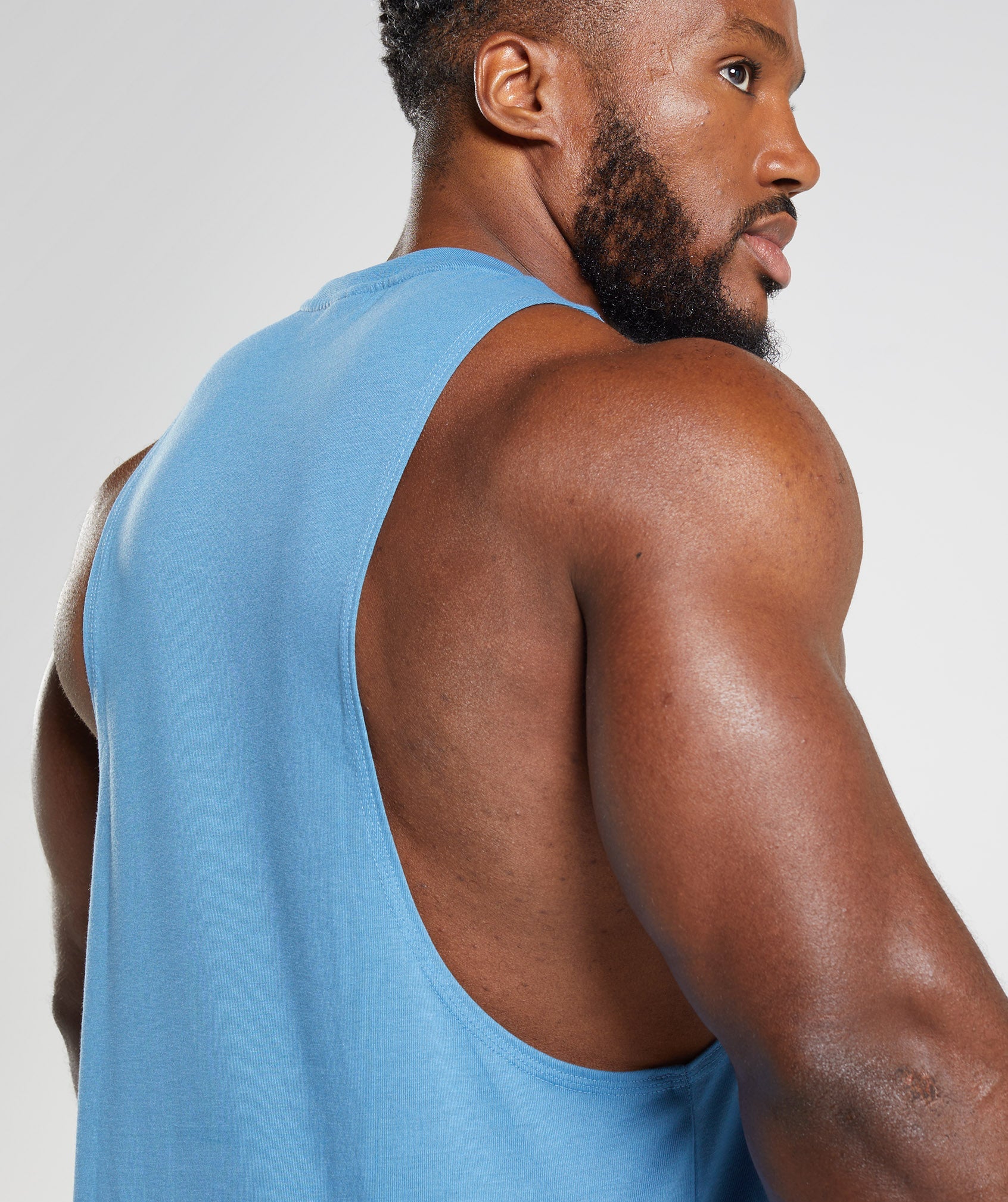 Blue Men's Gymshark Legacy Drop Arm Tanks | RGJYNK-158