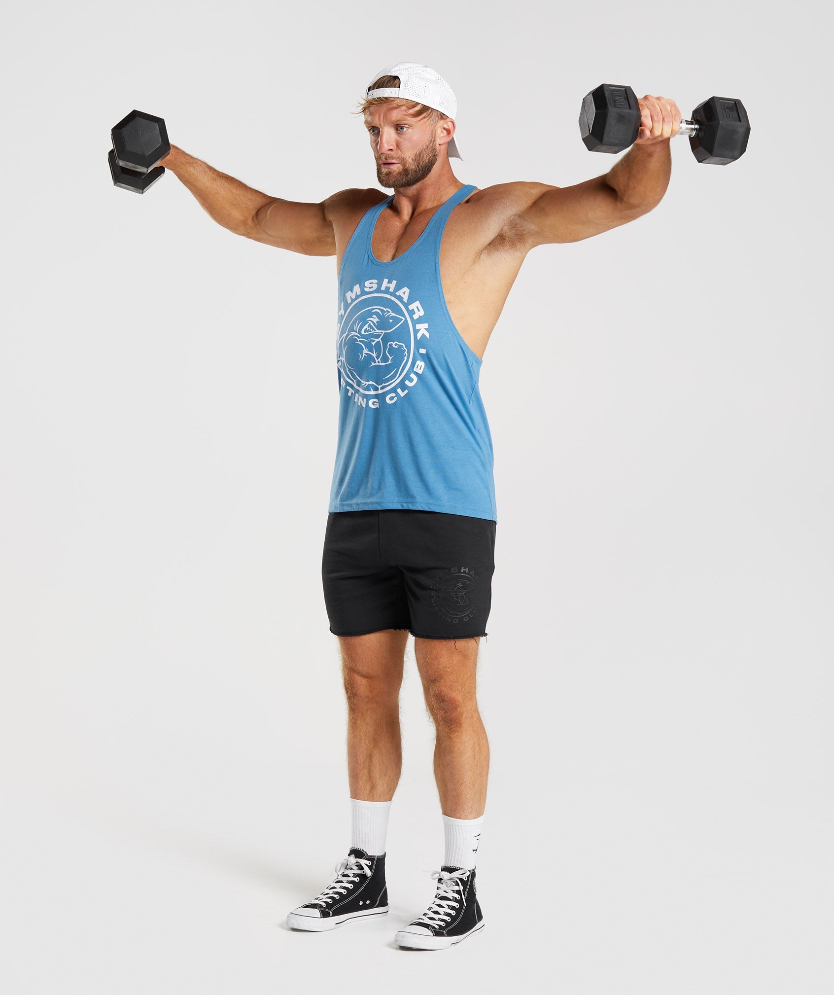 Blue Men's Gymshark Legacy Stringer Vest | JNUSHT-746