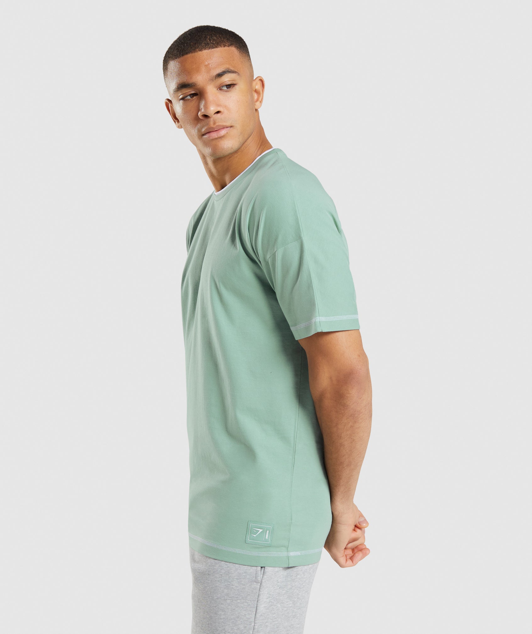 Blue / White Men's Gymshark Recess T Shirts | WMUVFQ-523